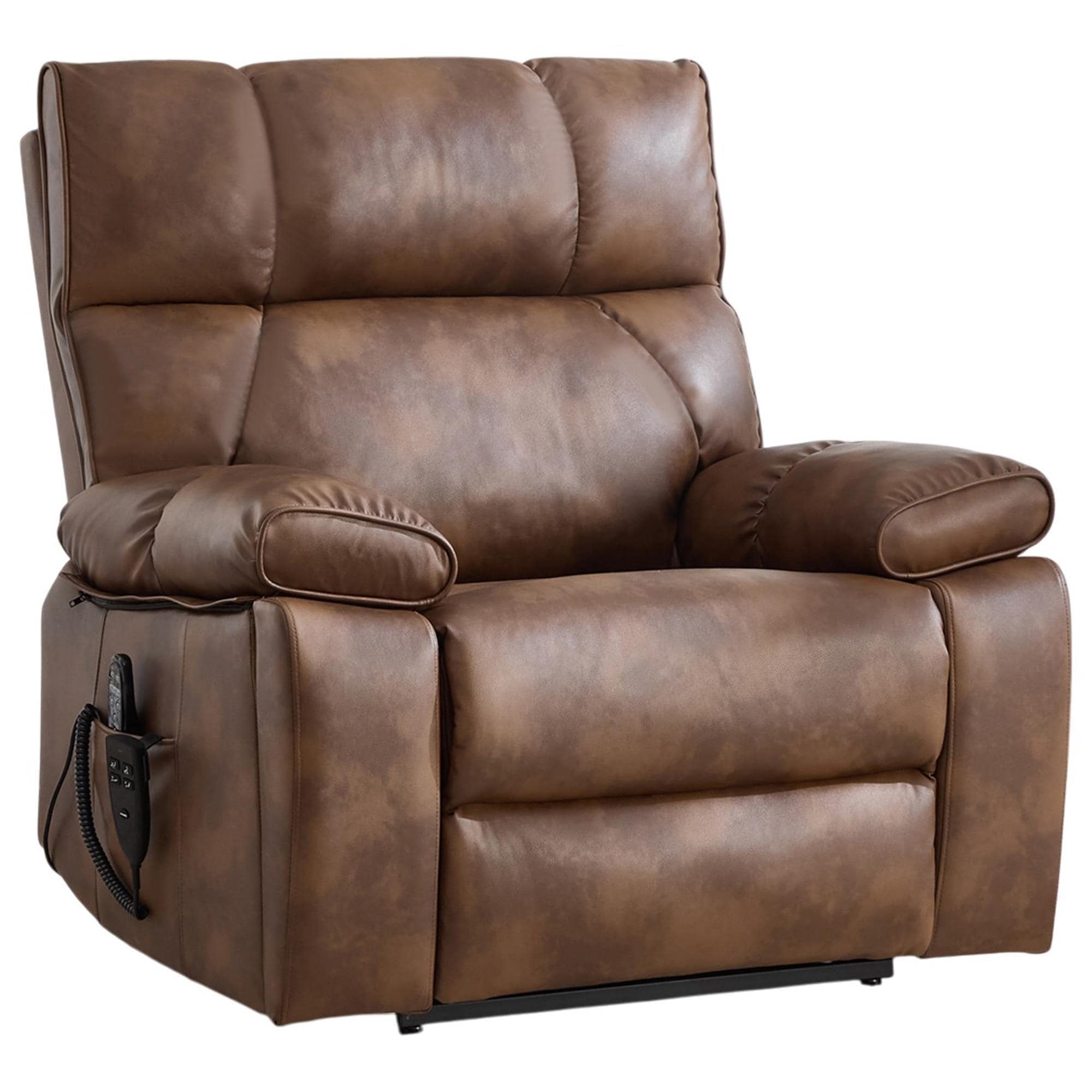 Hearth and Haven Large Power Lift Recliner in Brown