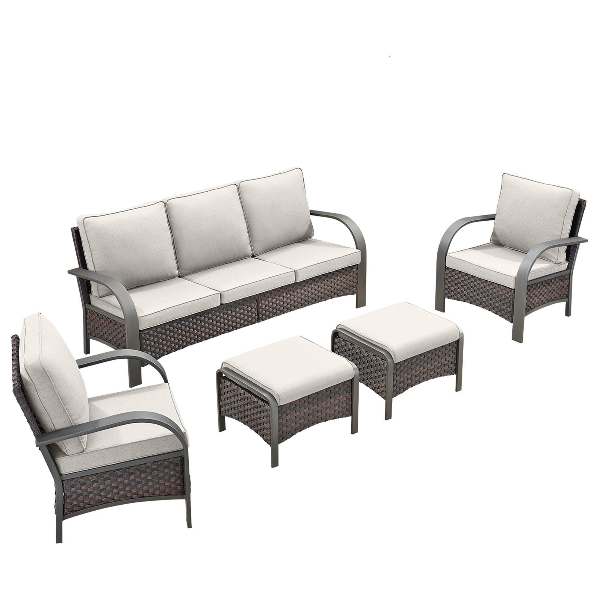 Sunwell Garden 5-Piece Patio Conversation Set with 2 Arm Chairs in