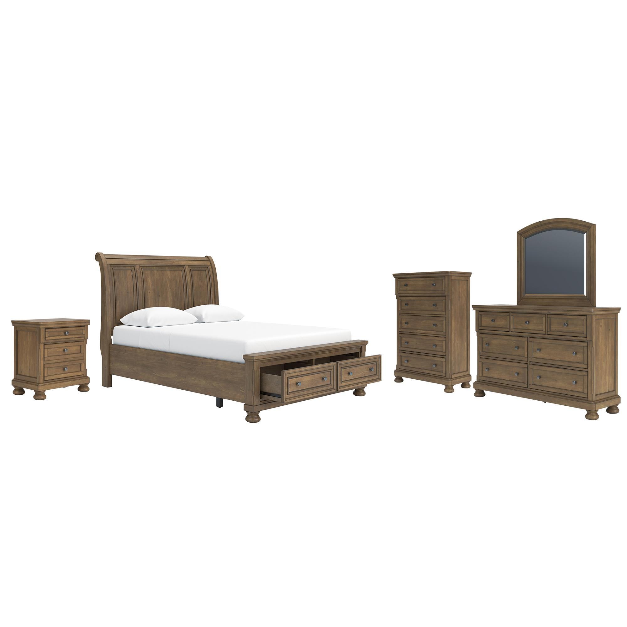 Ashley Feddinger 5-Piece Queen Storage Bedroom Set in Chestnut Brown
