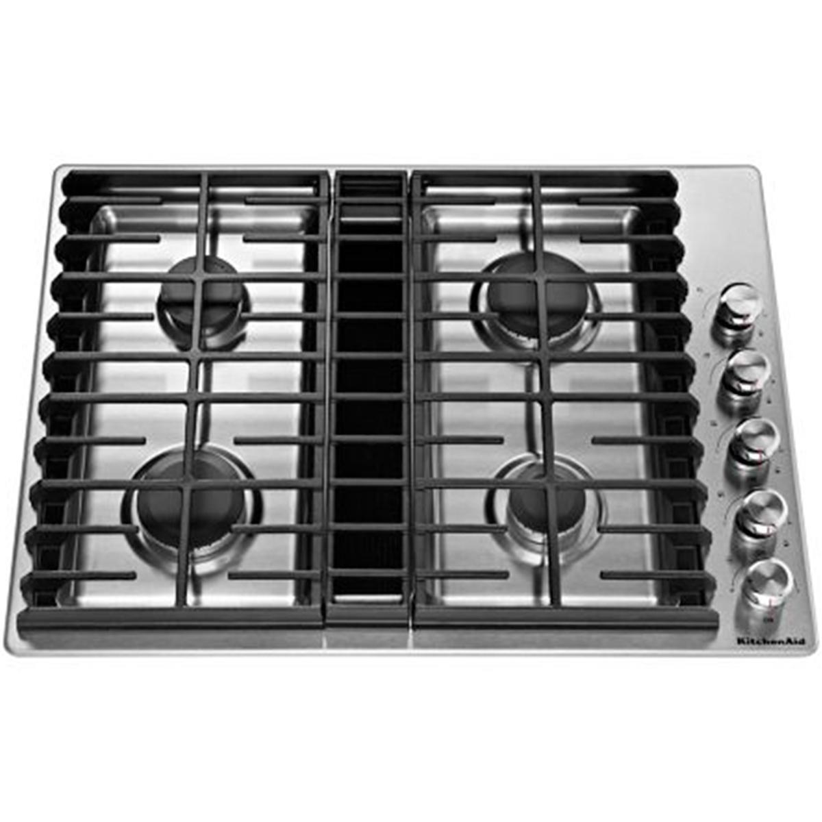 KitchenAid 30" 4 Burner Gas Downdraft Cooktop Nebraska Furniture Mart