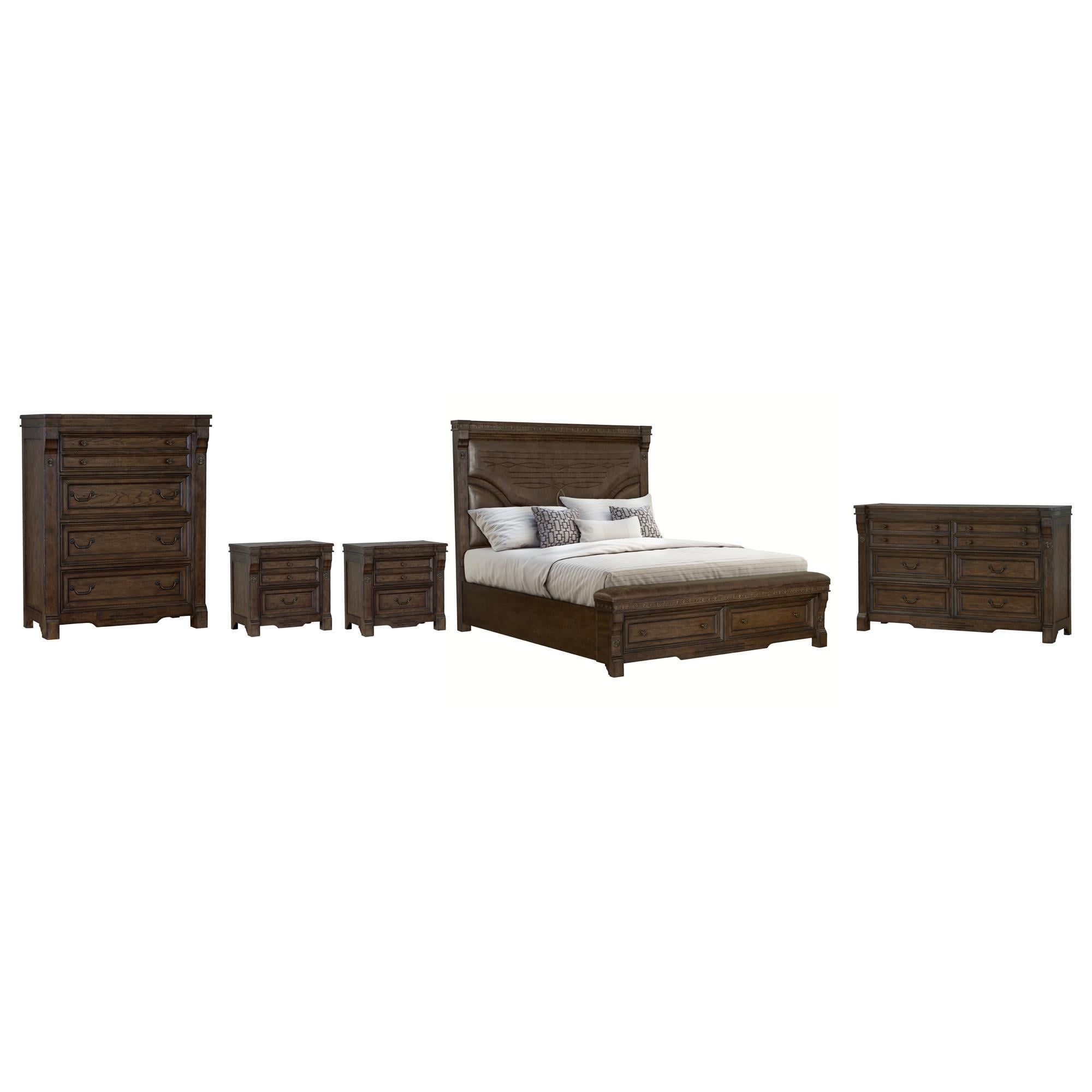 Sasha Lee Grand Teton 5 Piece Queen Storage Bedroom Set with Two