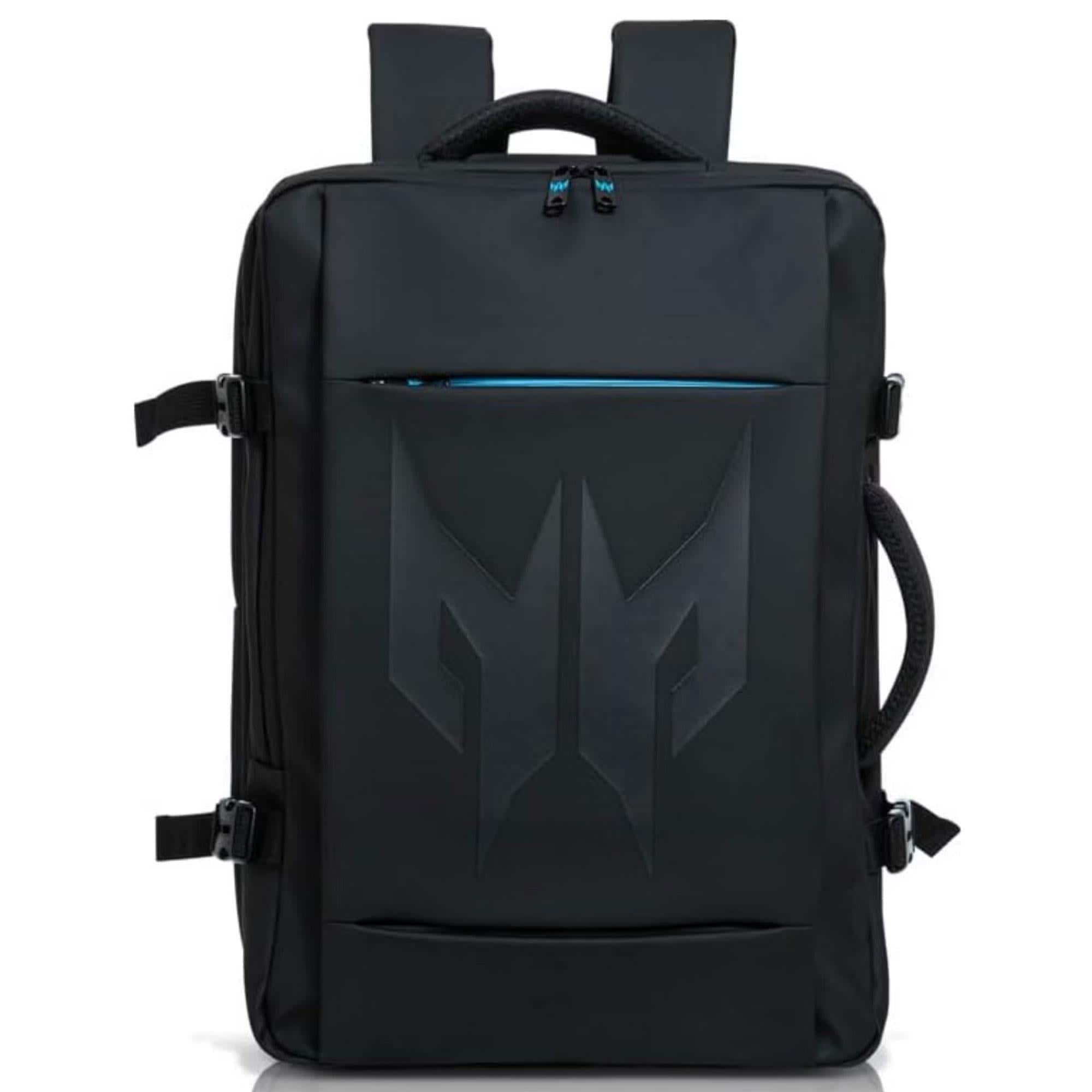 acer predator laptop backpack PBG591 Utility Gaming Backpack, Water Resistant and Tear Proof Travel Fits and Protects Up to 17.3" Predator Gaming Laptop, Black with Teal Accents its built to withstand the chaos of travel Acer Predator Utility Robust Backpack
