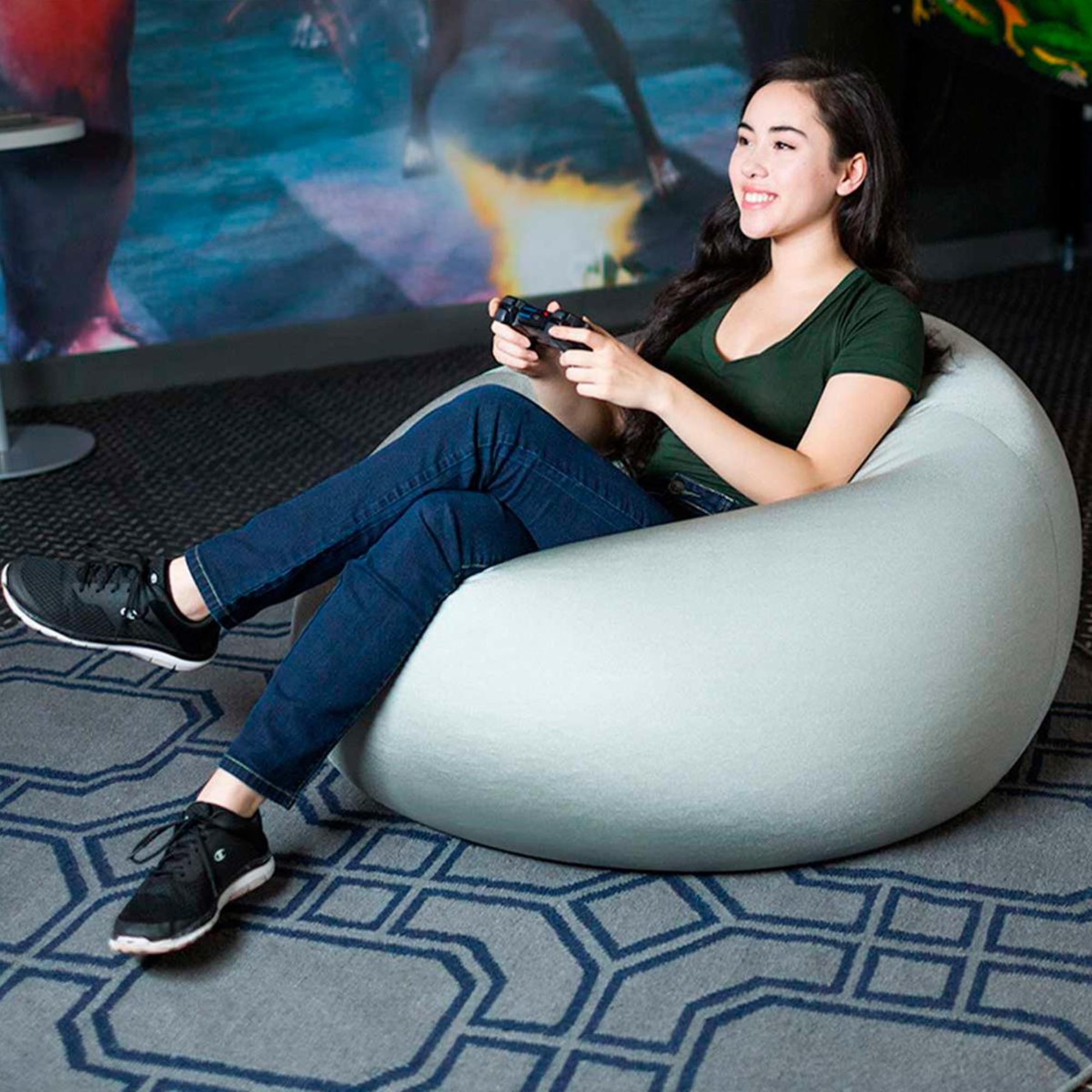 Jaxx Nimbus Large Spandex Bean Bag Chair in Silver NFM