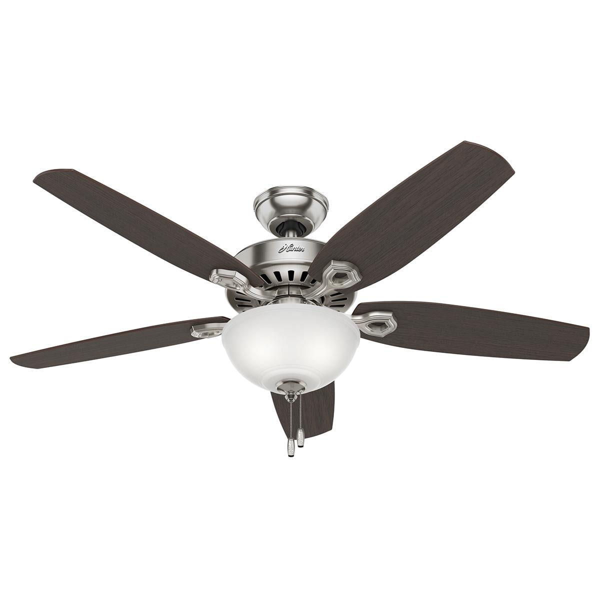 Hunter Builder Deluxe 52" Ceiling Fan with Light in Brushed Nickel