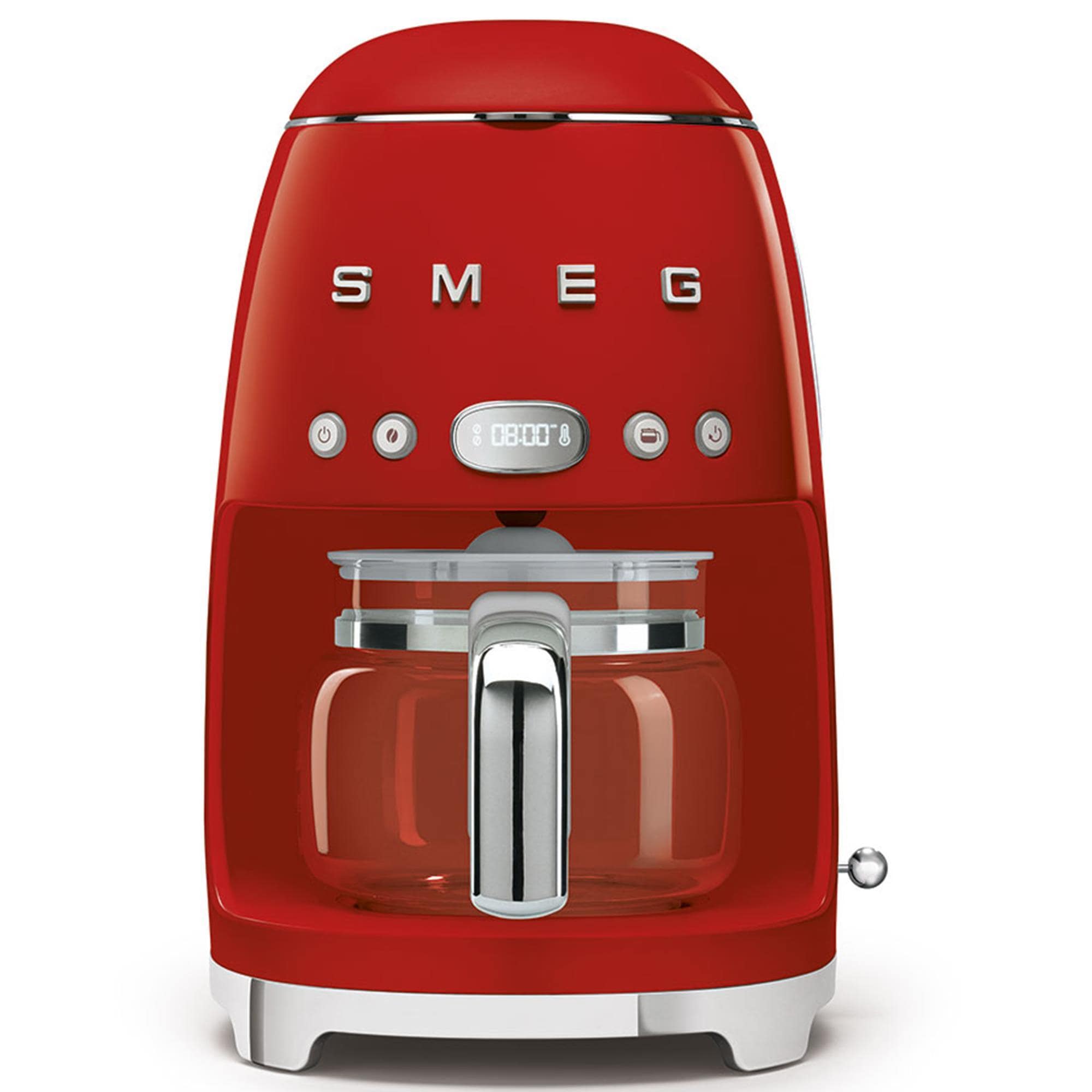 SMEG 47.34 Oz Drip Coffee Maker in Red and Polished Chrome