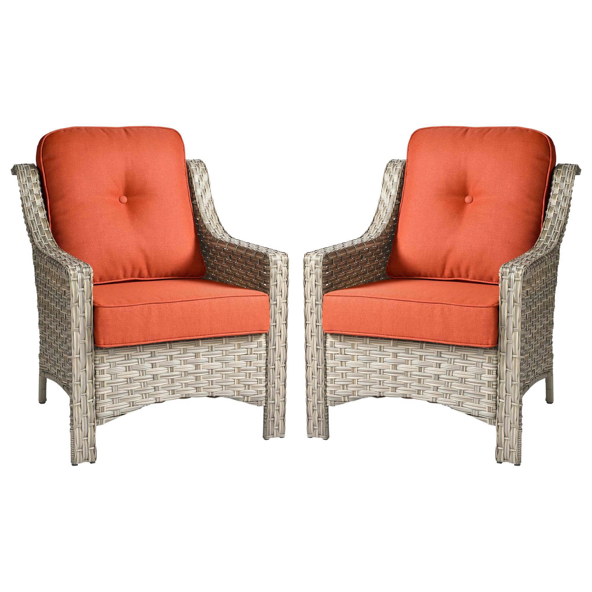 HOMLUX Outdoor Arm Chair in Coarse Textured Orange (Set of 2)