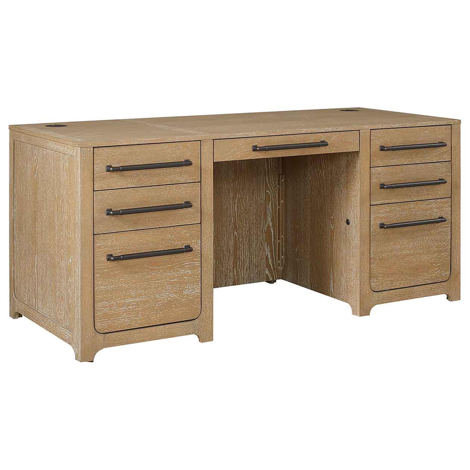 Wycliff Bay Canyon Drive Office Double Pedestal Desk in Natural Oak
