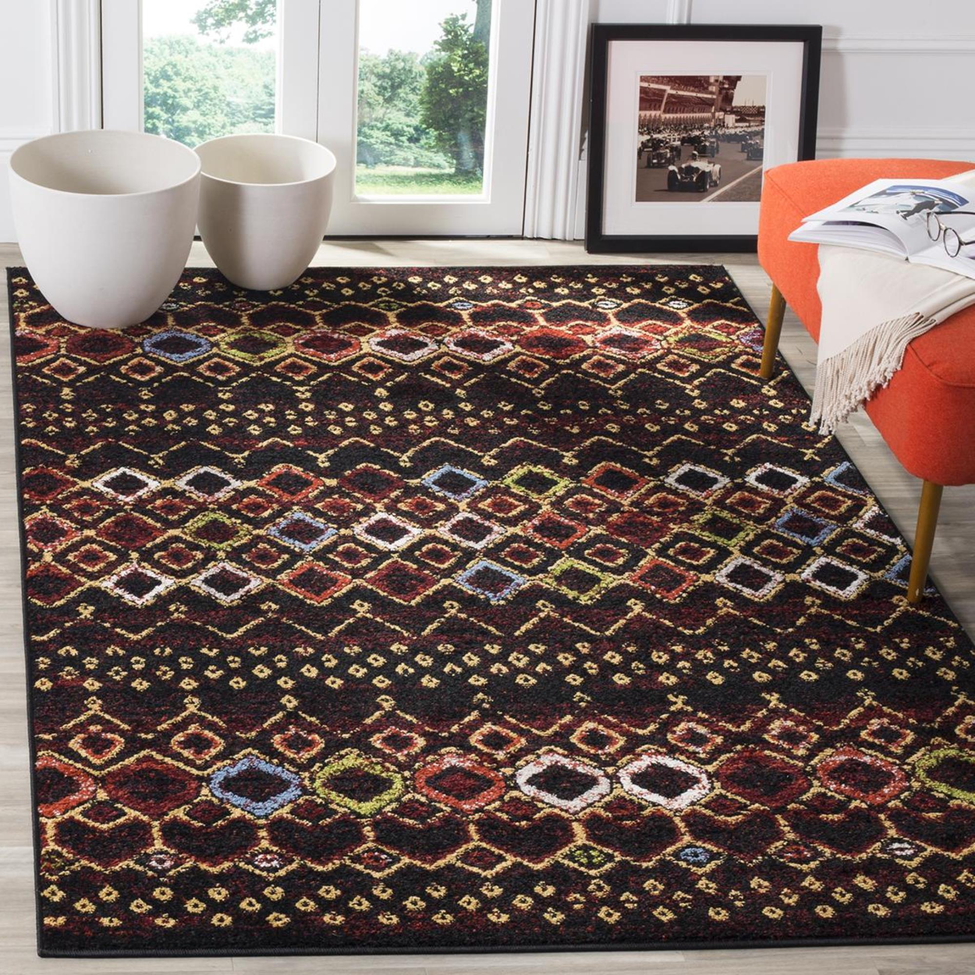 Safavieh Amsterdam AMS108P-4 4' x 6' Black/Multi Area Rug