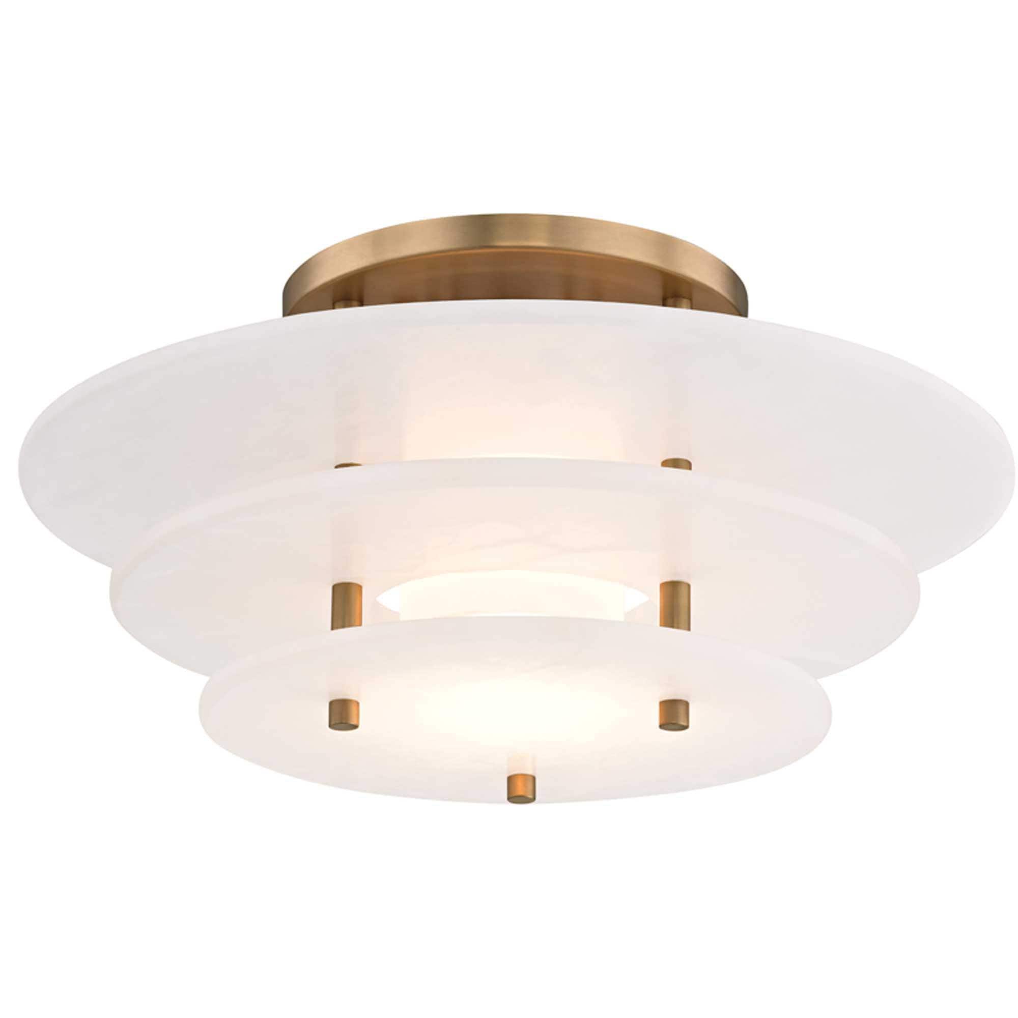 Hudson Valley Lighting Gatsby 1-Light Flush Mount in Aged Brass