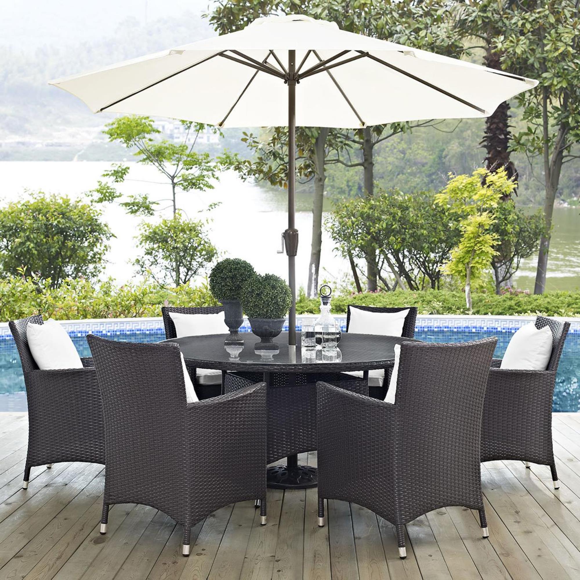 Modway Convene 8Piece Outdoor Patio Dining Set in Espresso and White NFM