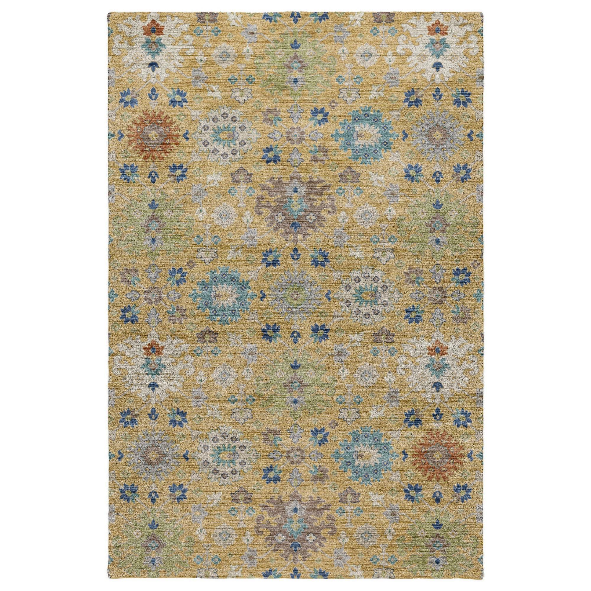 Dalyn Rug Company Silk Road Mocha, Ivory, Gold, Blue, Copper, Aloe