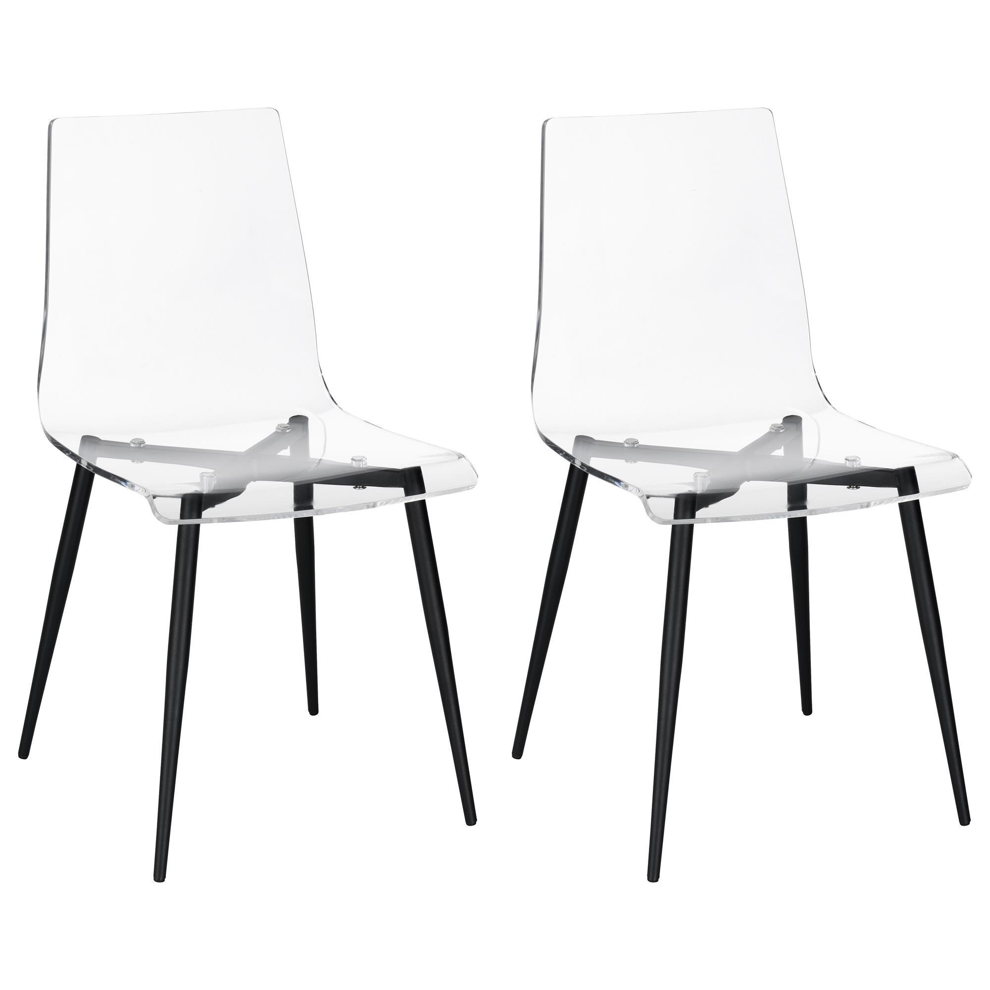 Tiddal Home A La Carte Dining Side Chair in Clear and Black (Set of 2