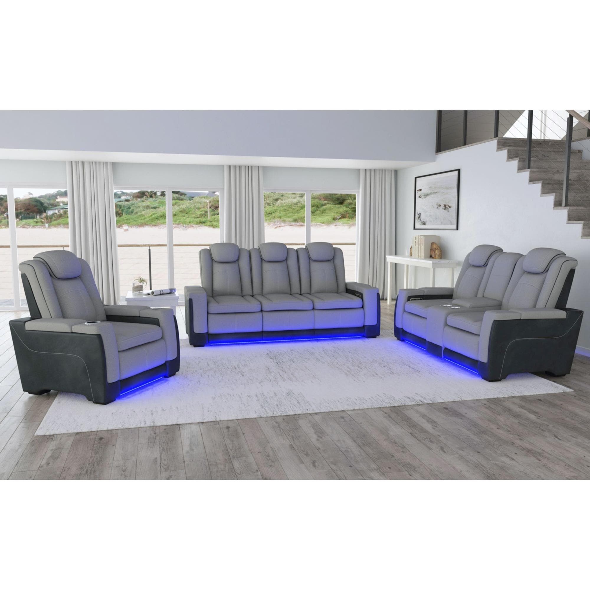 Mayberry Hill Lantana Power Motion Loveseat in Rocky Cement and