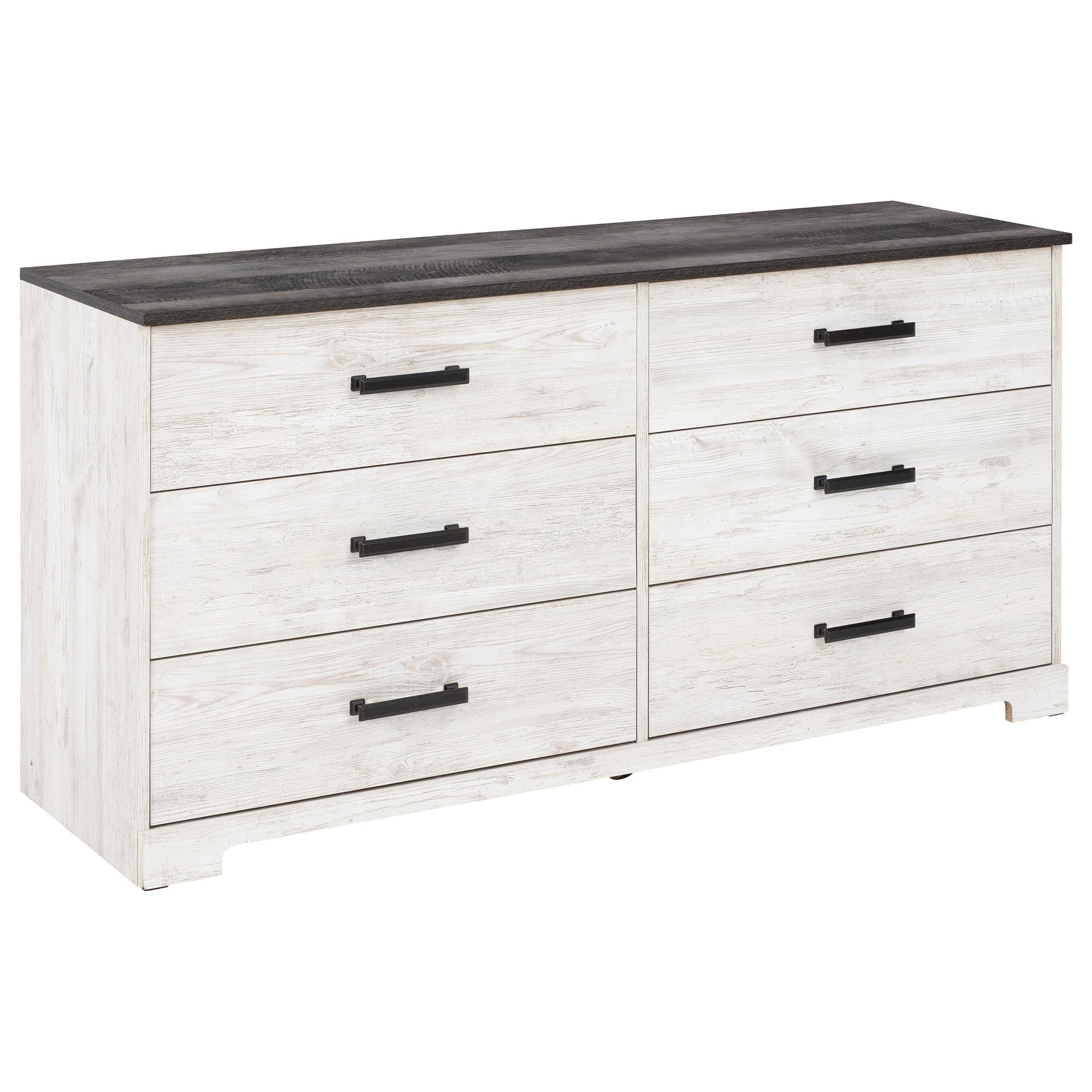 Ashley Shawburn 6-Drawer Dresser in Whitewash and Charcoal Gray