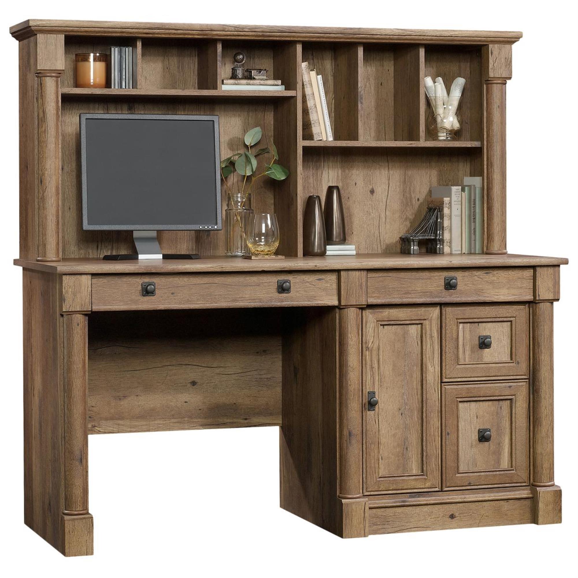 Sauder Palladia Computer Desk With Hutch in Vintage Oak NFM