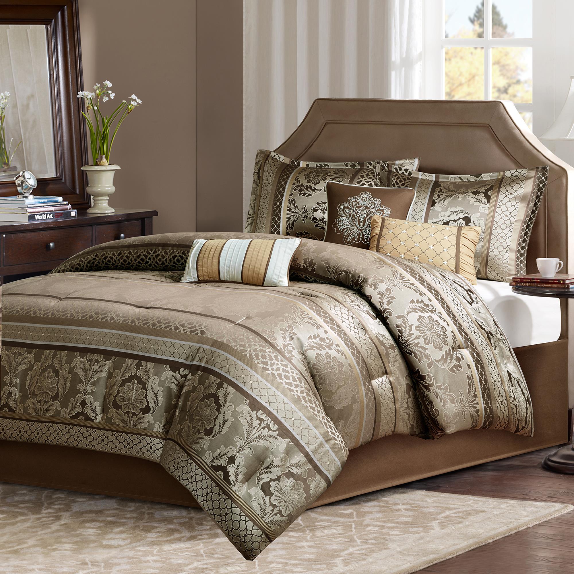 Hampton Park Bellagio 7 Piece King Comforter Set In Brown Gold Nebraska Furniture Mart