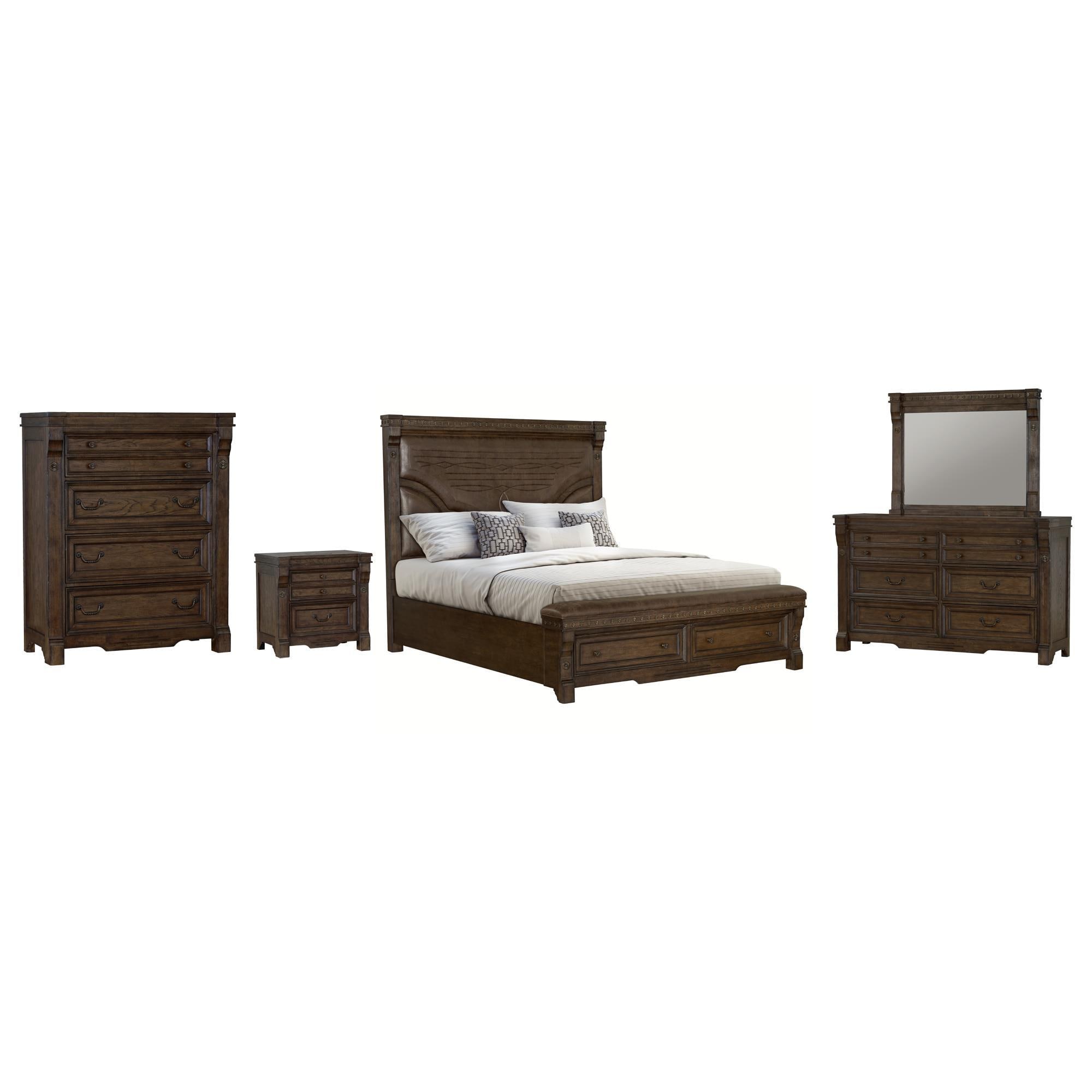 Sasha Lee Grand Teton 5 Piece Queen Storage Bedroom Set in Warm