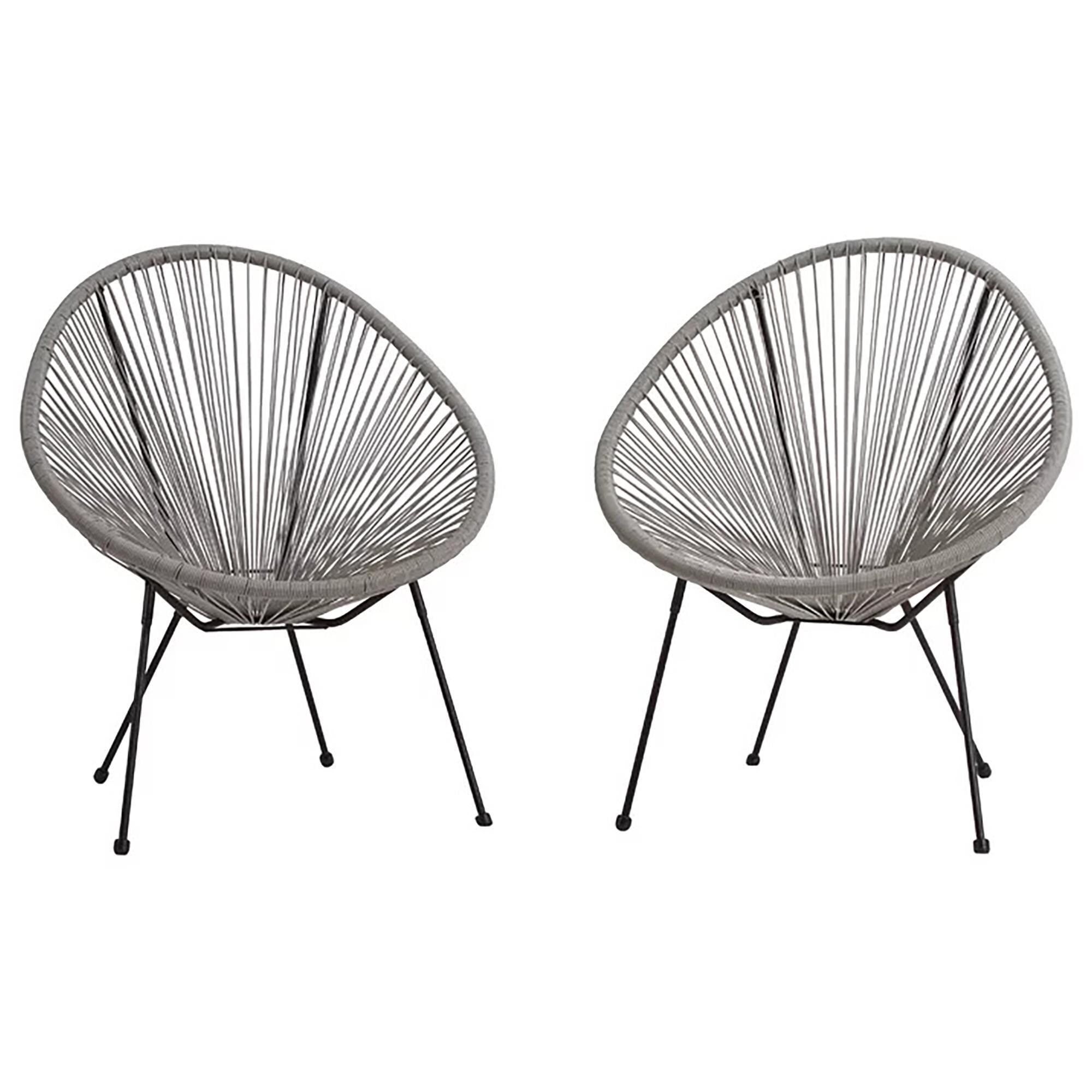 Living Source International 2Piece Patio Barrel Chair Set in Grey NFM