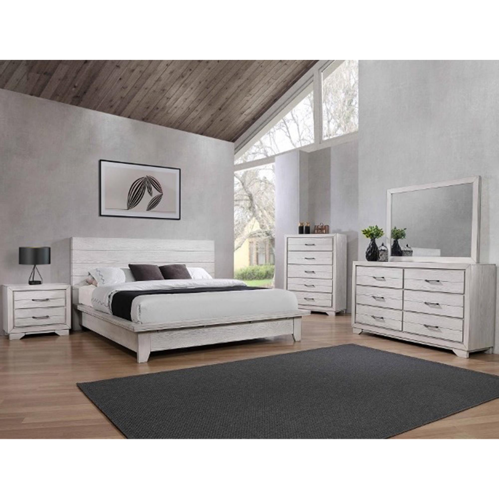 Claremont White Sands 4 Piece King Bedroom Set in Chalk White