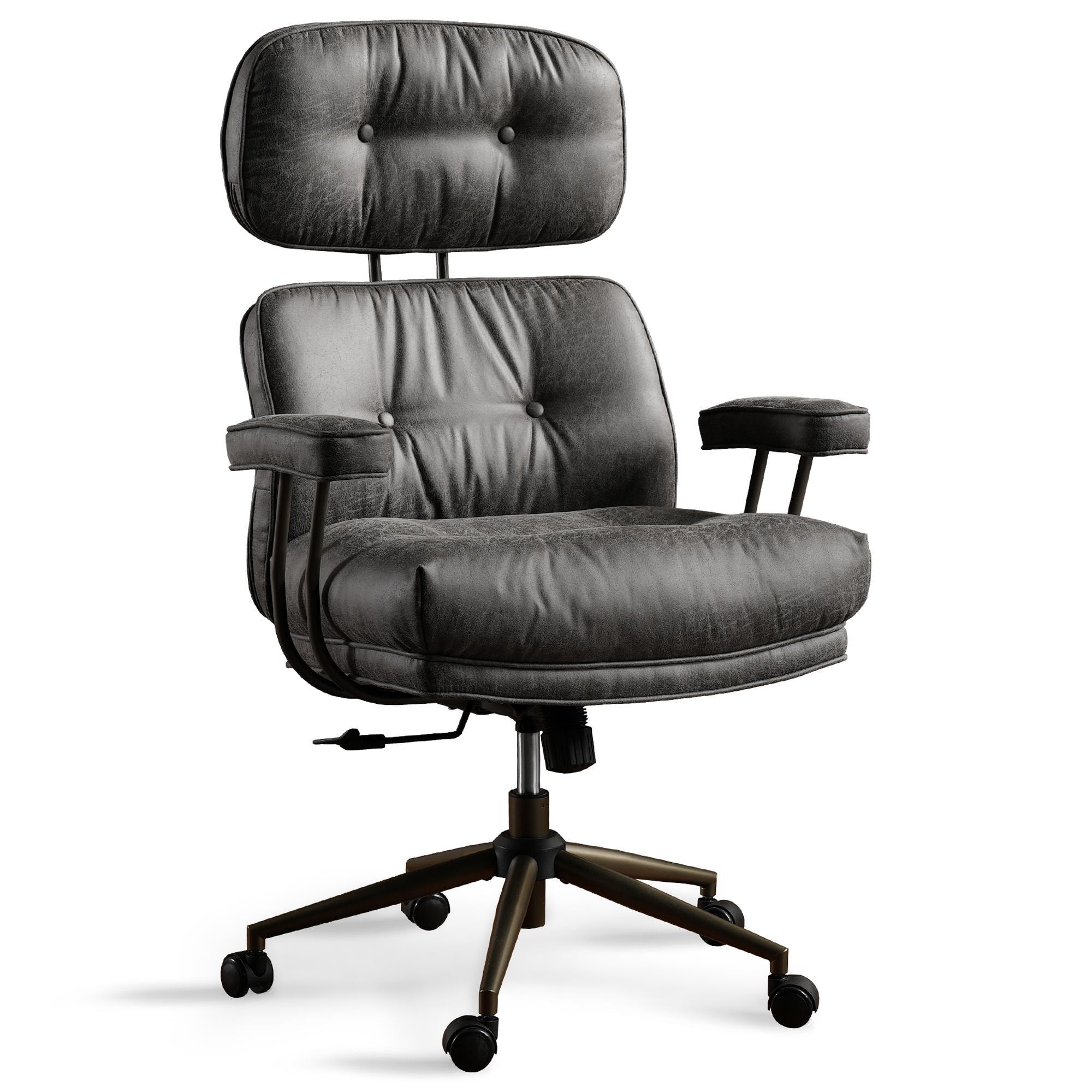 HOMLUX High Back Executive Office Chair with Suede Leather in Gray