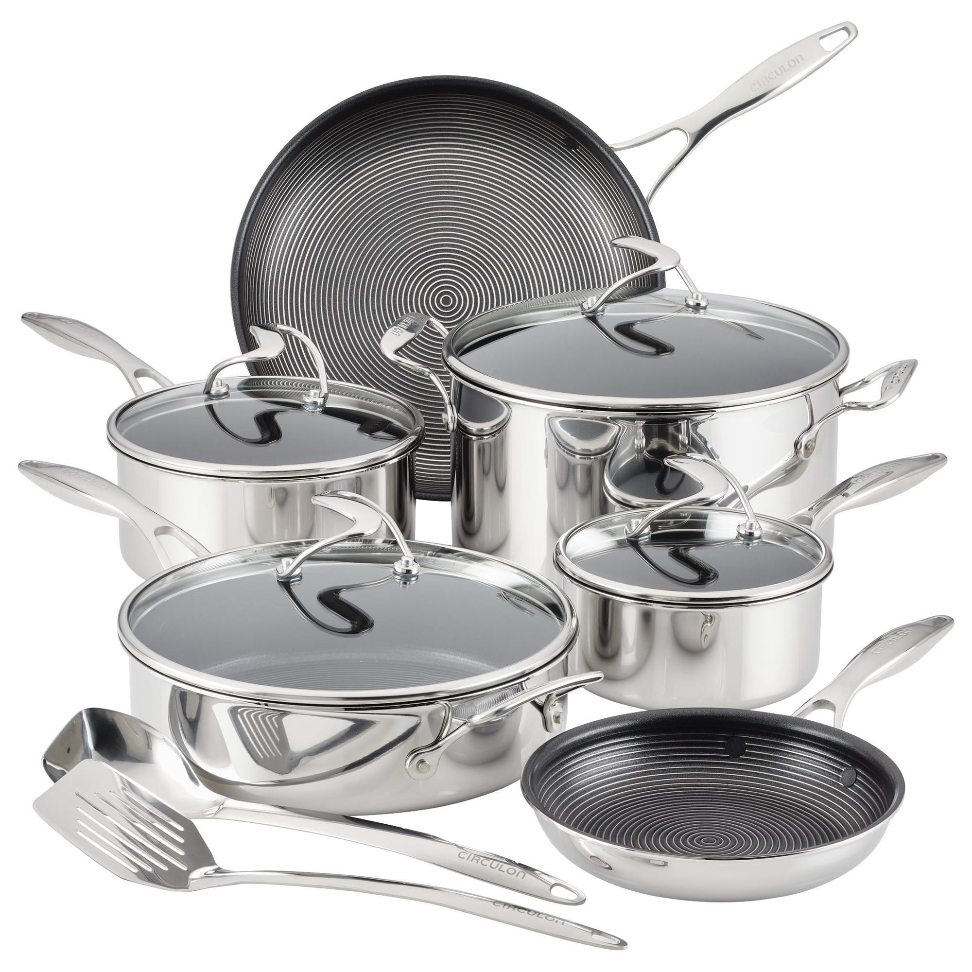さらに値下げ　Circulon ステンレススチール 2ピース鍋セット Circulon 10-Piece Tri-Ply Clad Nonstick Cookware Set with 2-Piece