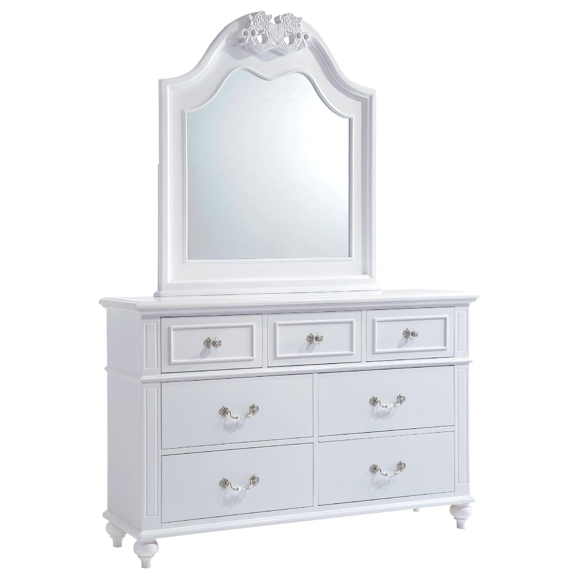 Mayberry Hill Alana 7-Drawer Dresser and Mirror in White Lacquer