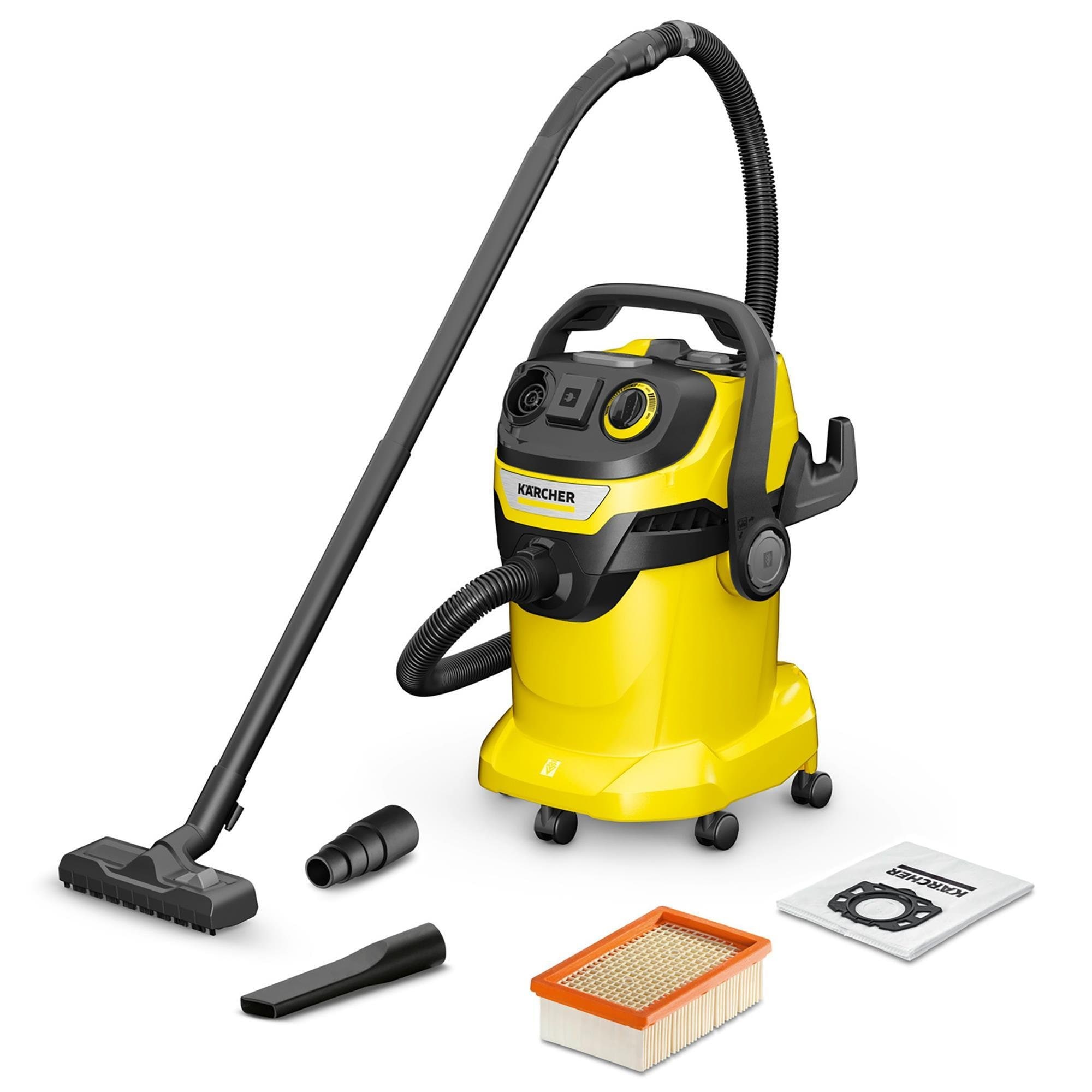 Karcher WD 5 P Wet and Dry Vacuum with 6.6 Gallon Tank in Yellow