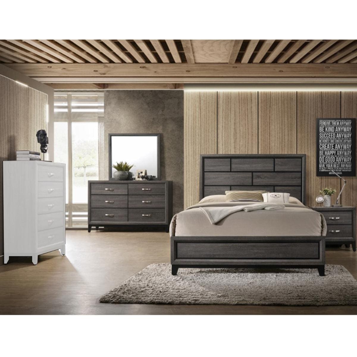Claremont Akerson 4 Piece King Bedroom Set in Gray Nebraska Furniture