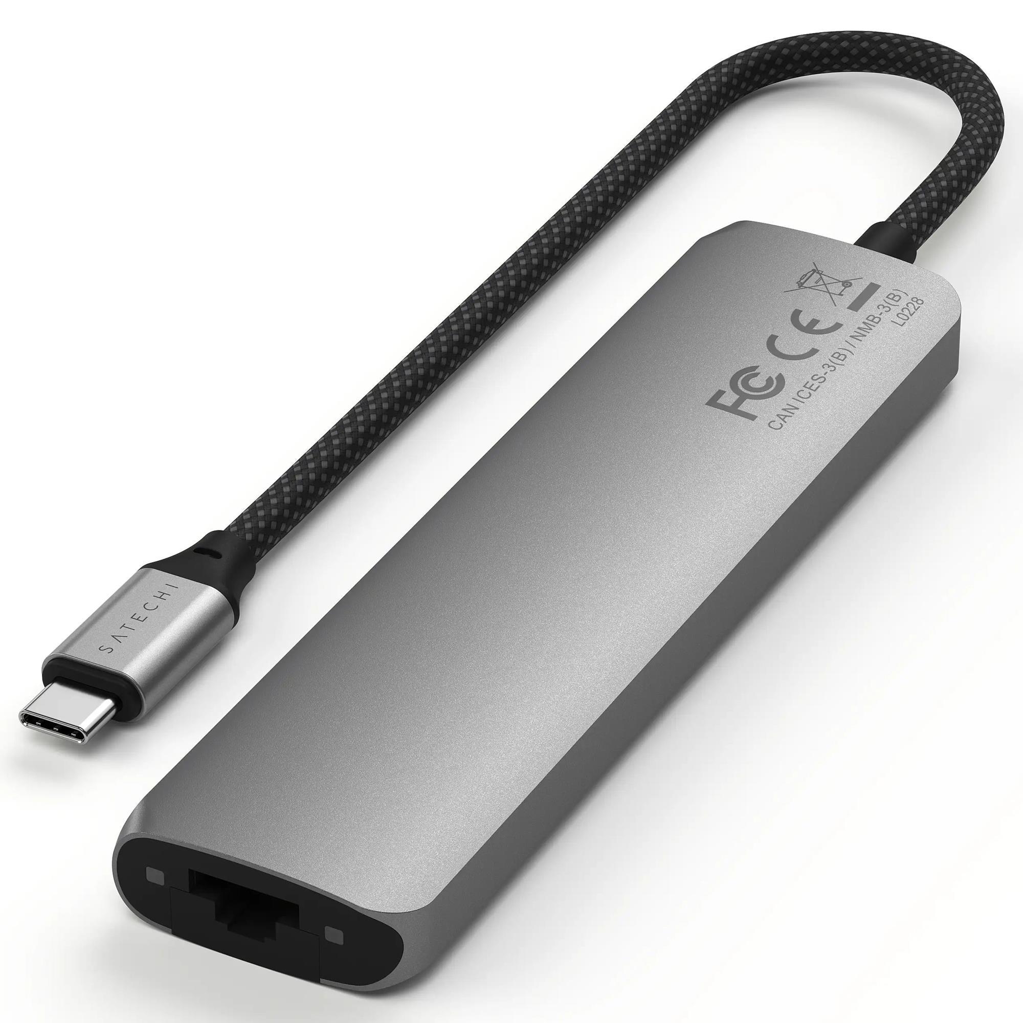 Satechi 7-in-1 USB-C Slim Multiport Adapter with Ethernet in Space