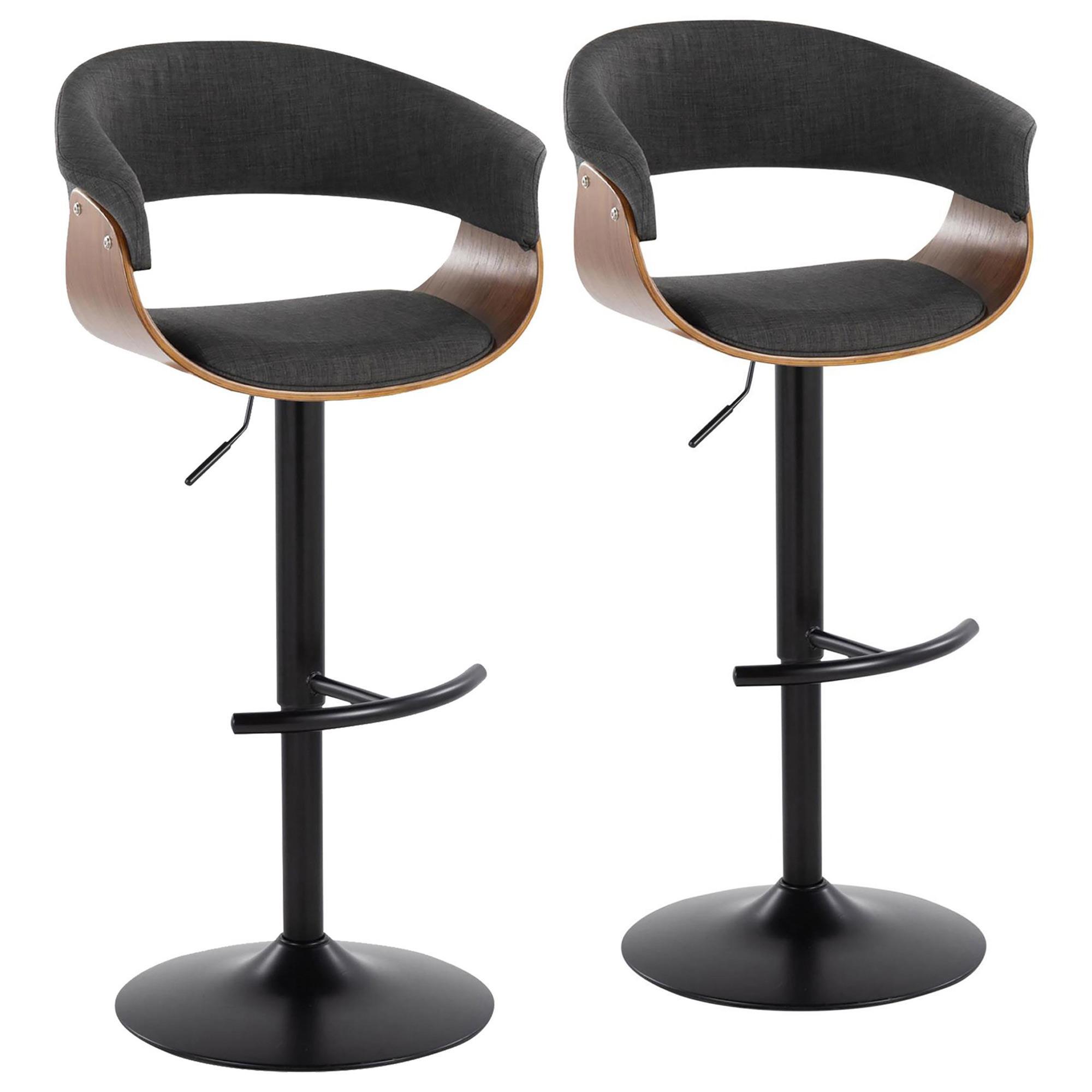 Lumisource Vintage Mod Swivel Adjustable Bar Stool with Charcoal