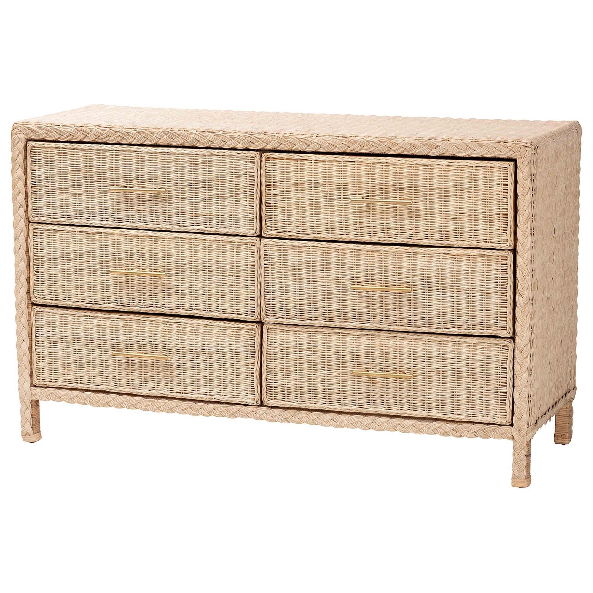 Baxton Studio Lanica 6-Drawer Dresser in Sun Bleached