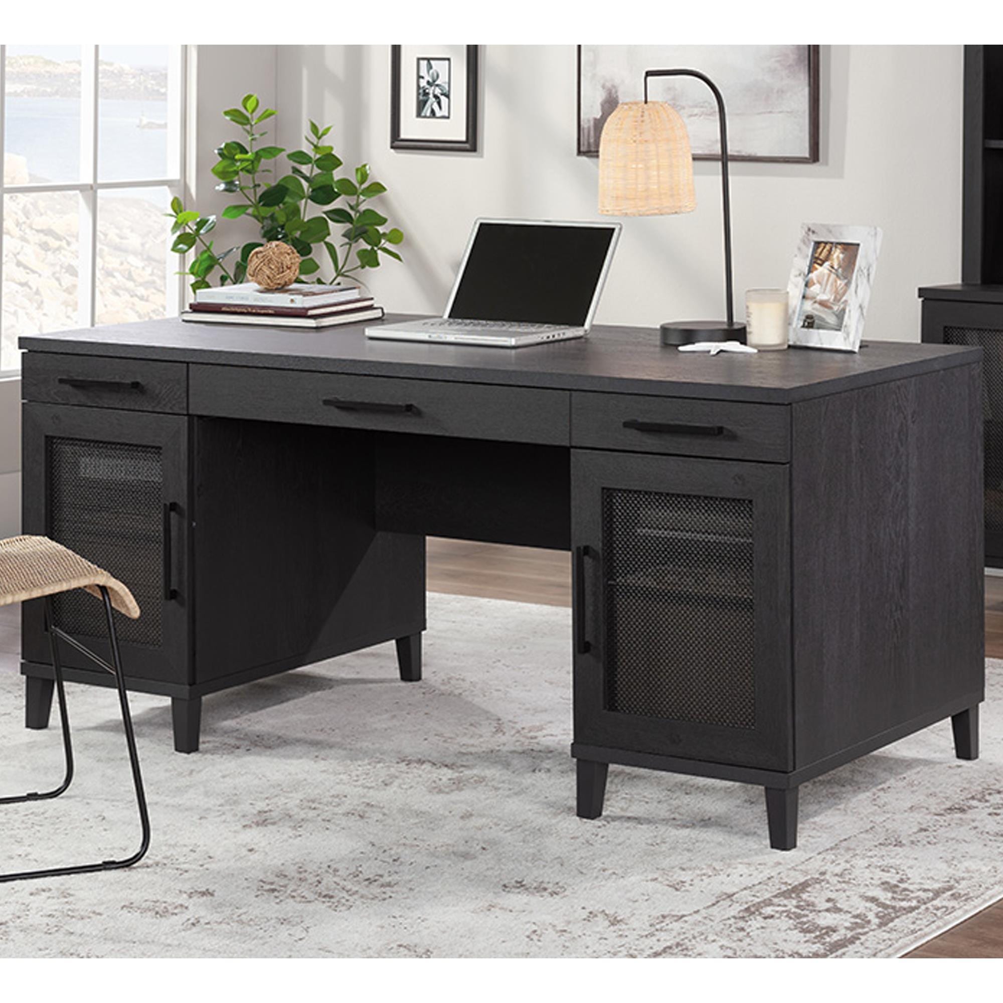 Sauder Tiffin Line Executive Desk in Raven Oak