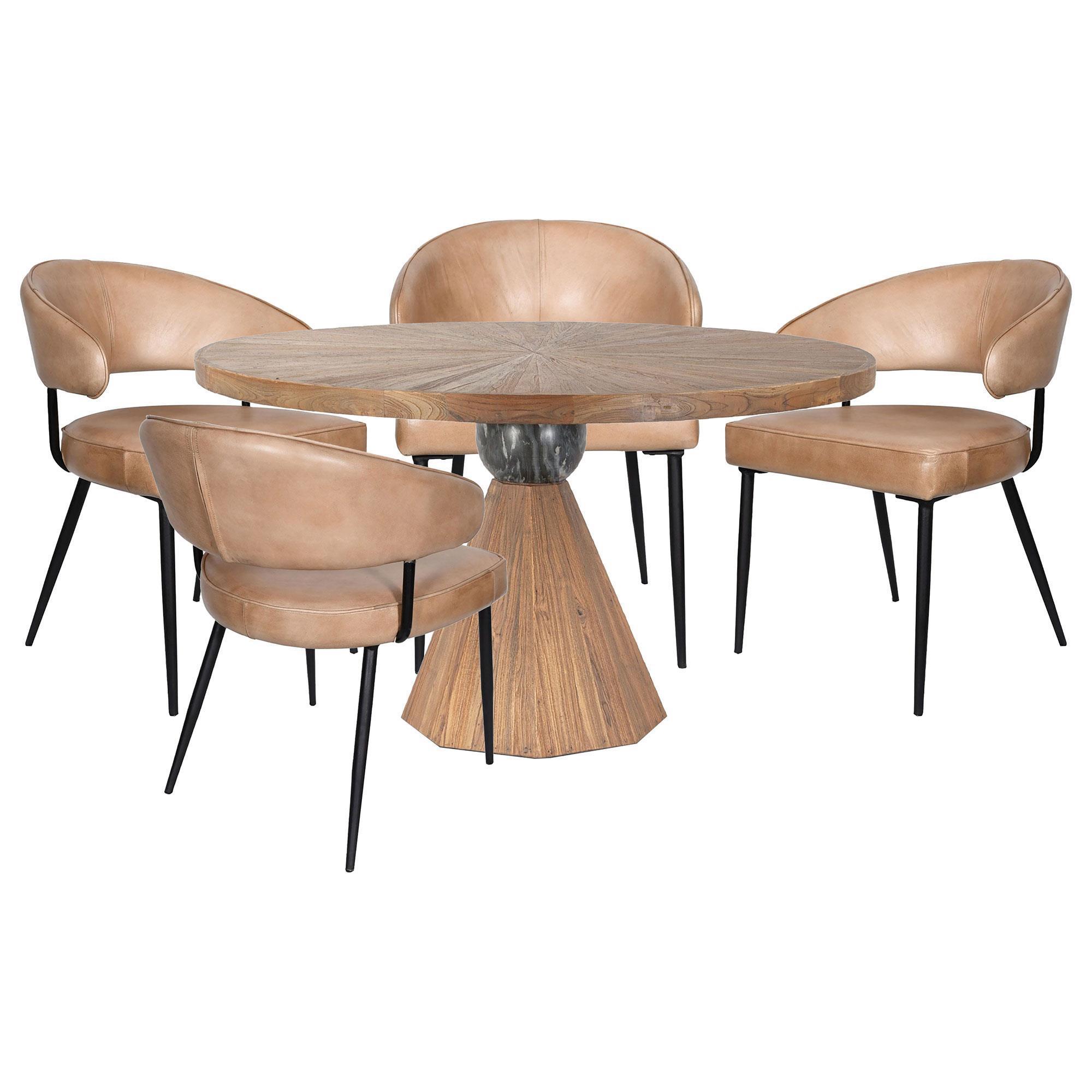 Home Trends & Design Eiffel and Essex 5Piece Round Dining Set in Teak