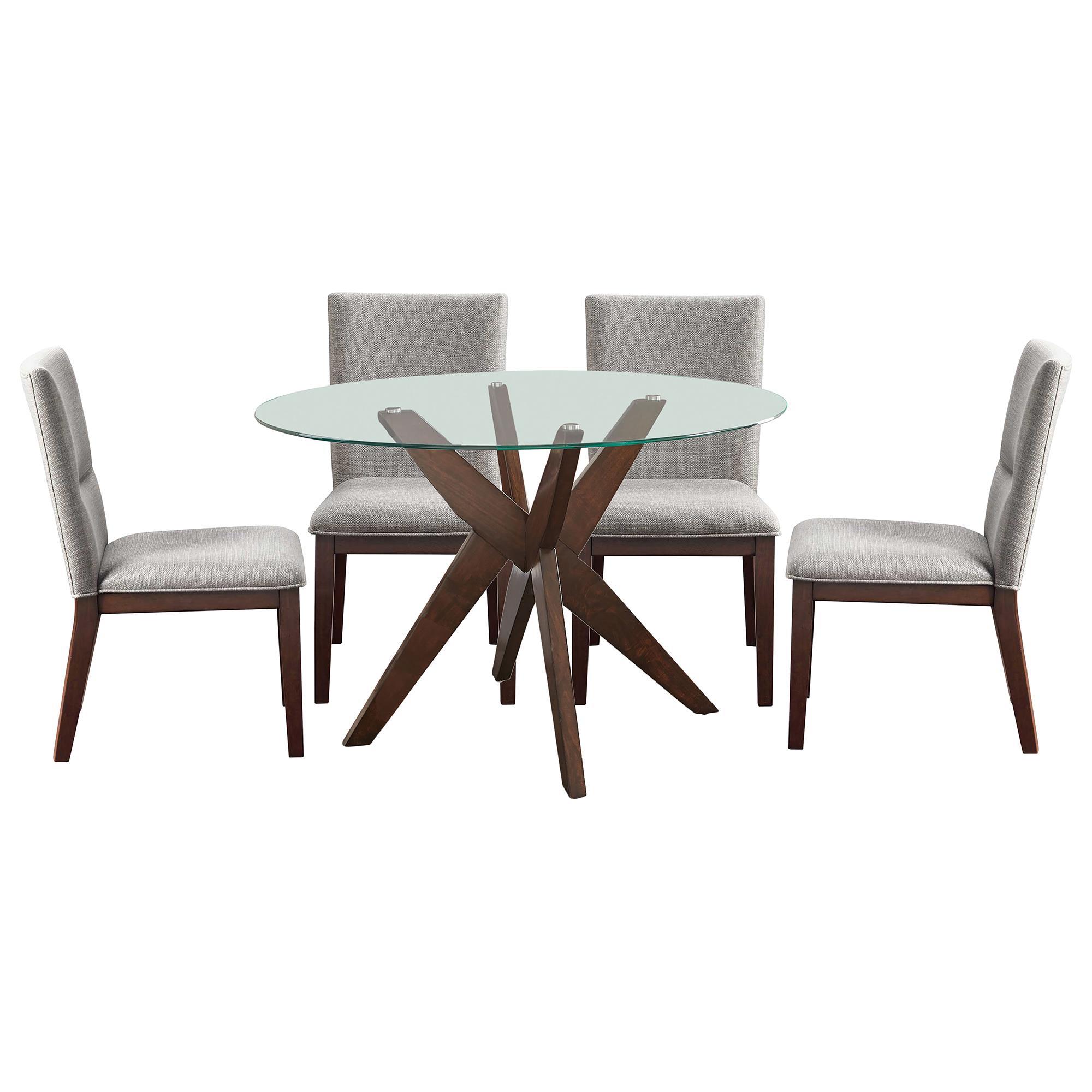 Steve Silver Amalie 5-Piece Round Dining Set in Clear and Walnut | NFM