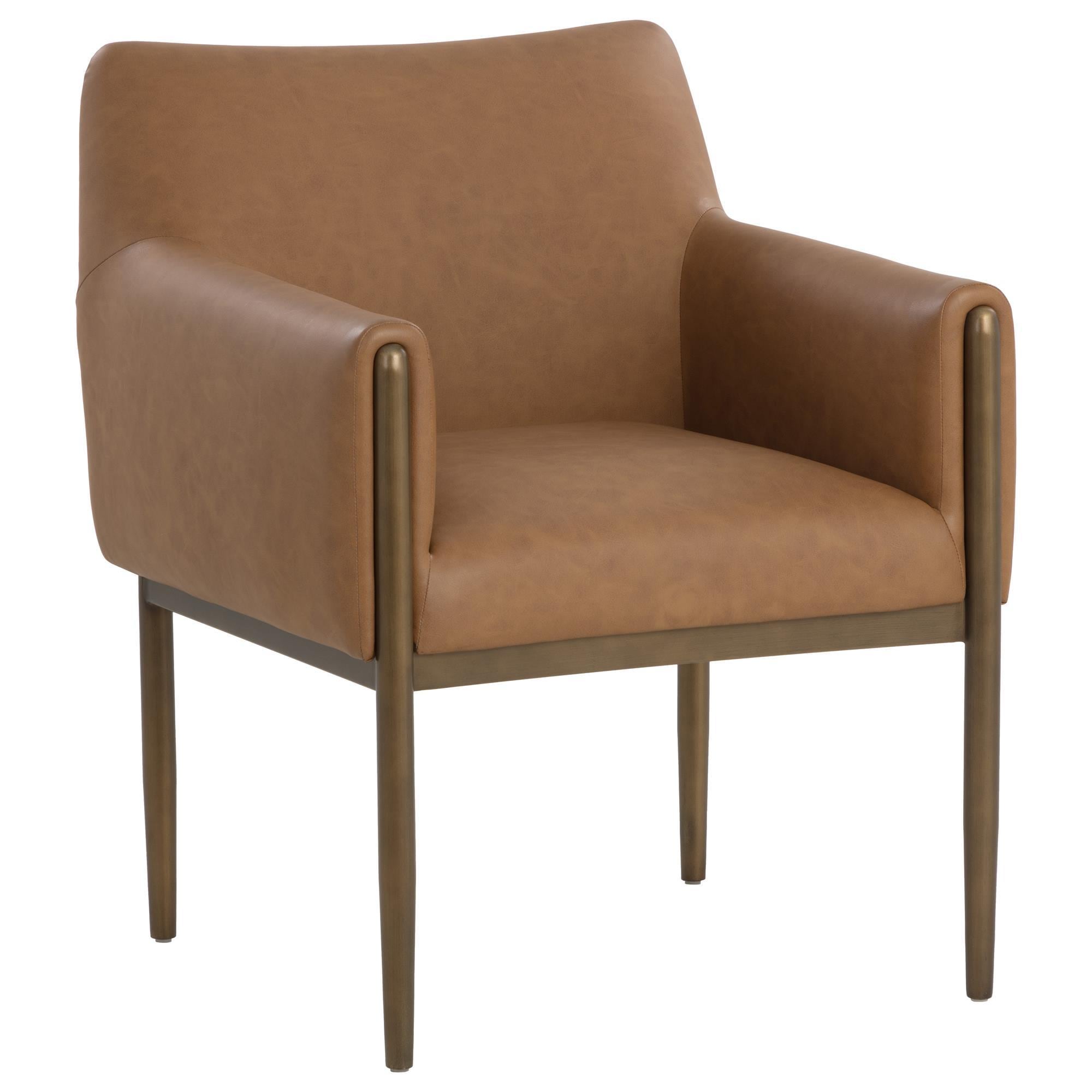 Club Collection By Sunpan Olea Arm Chair with Milliken Cognac