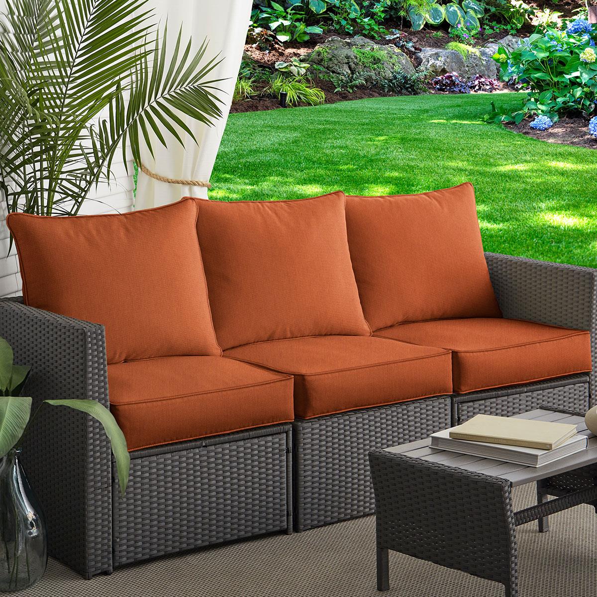 Set of 2 Outdoor Decorative Lumbar Pillows Sunbrella Canvas Rust 