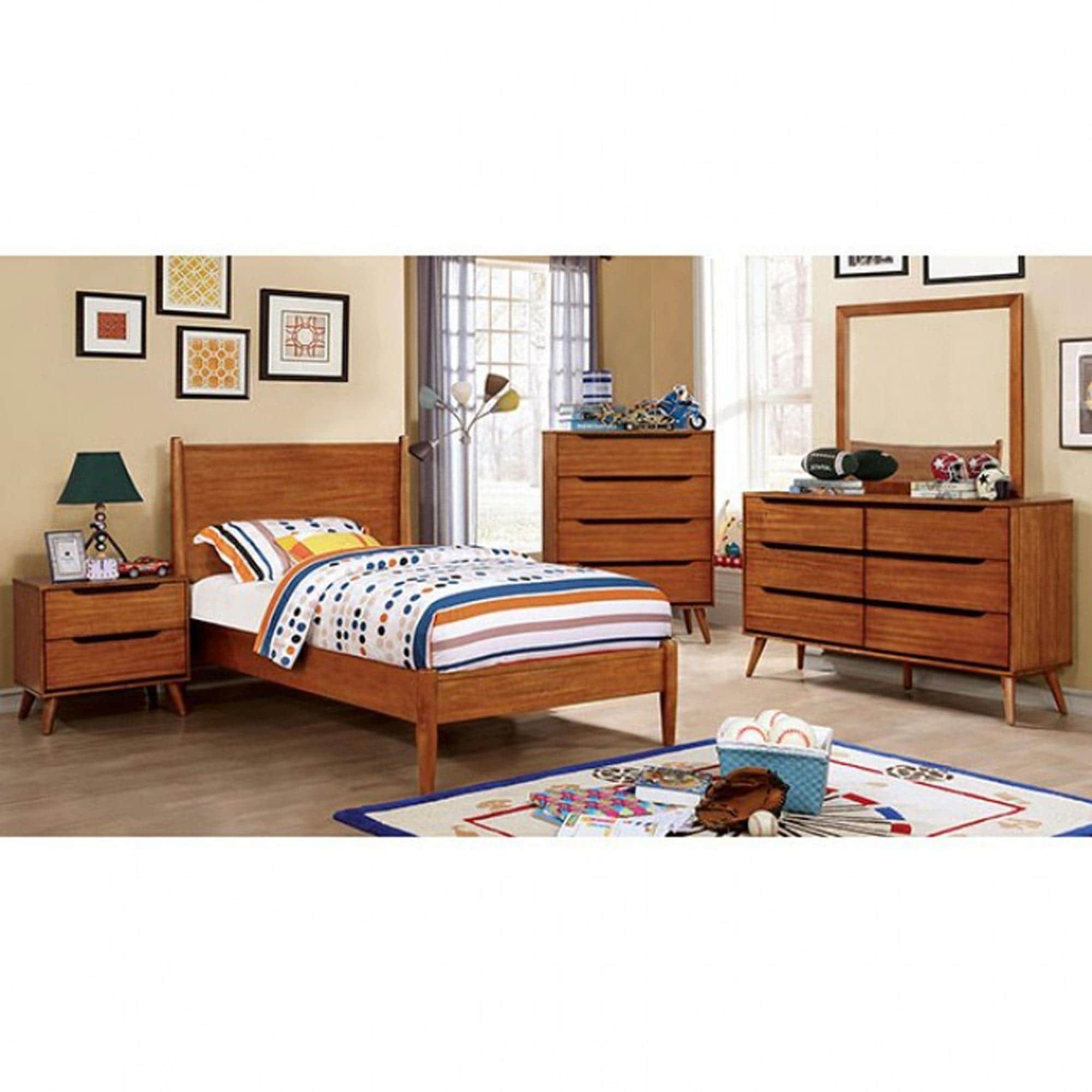 Furniture of America Lennart 4Piece Twin Bedroom Set in Oak Shop NFM