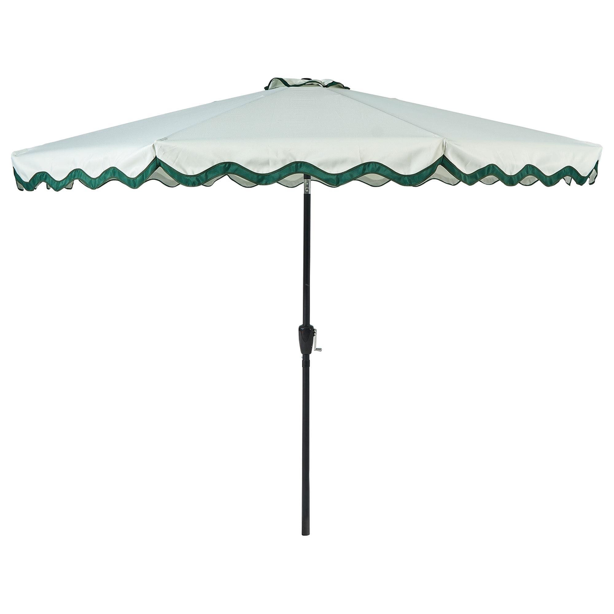 green scalloped patio umbrella ABCCANOPY 7.5FT Table Market Umbrella, Transform your outdoor space with the refined elegance of the elegant valance 9ft double top umbrella the SCALLOPED PETAL Market Umbrella