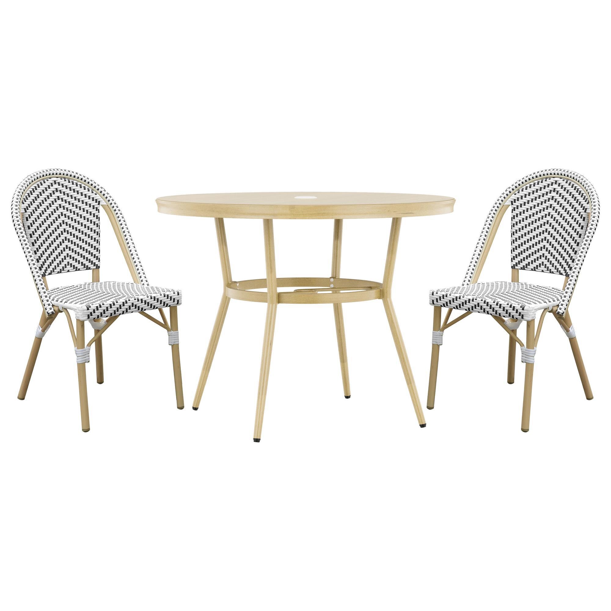 Furniture of America Toby 3Piece 40" Patio Dining Set in Natural