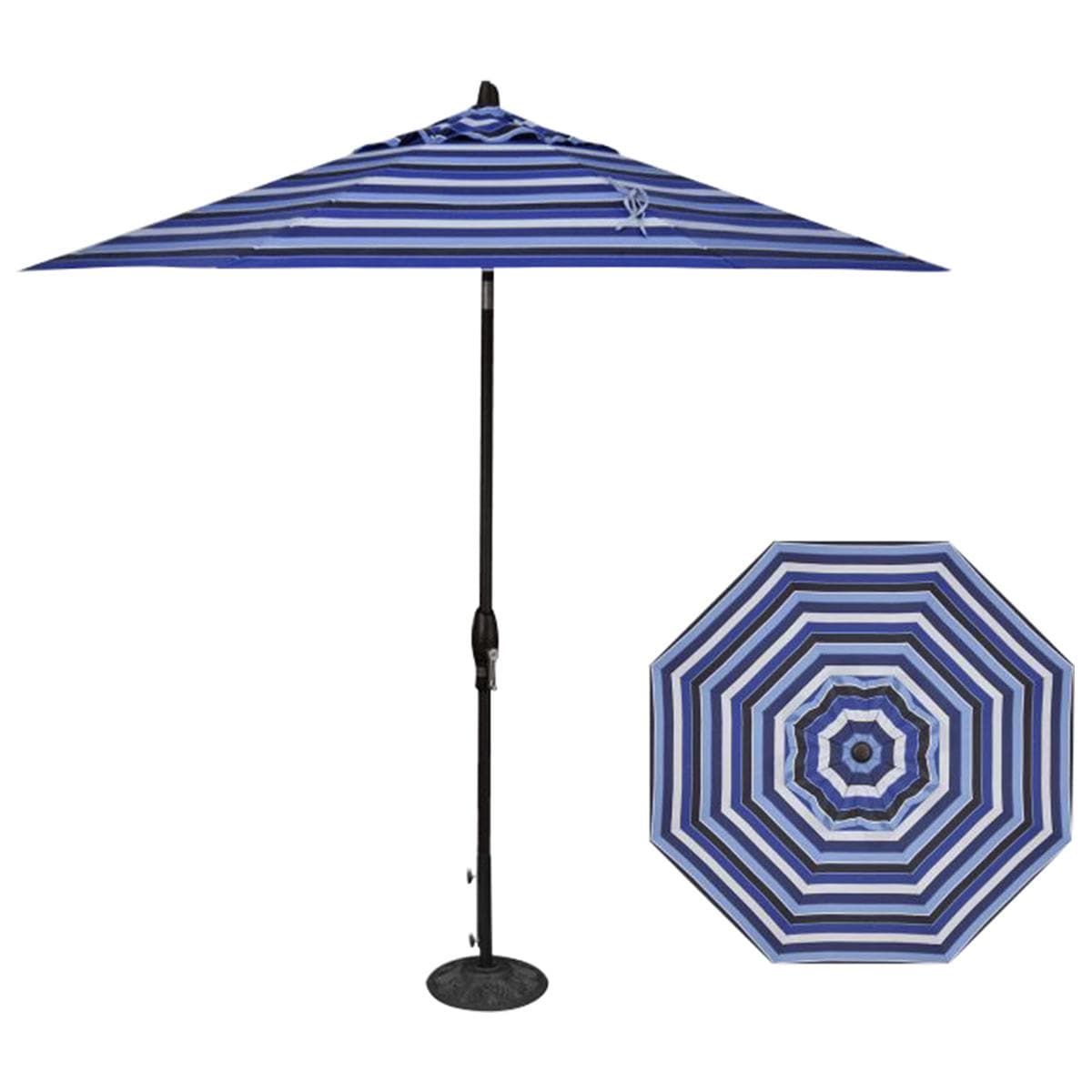 Garden Party 9' Auto Tilt Umbrella in Milano Cobalt Stripe Nebraska