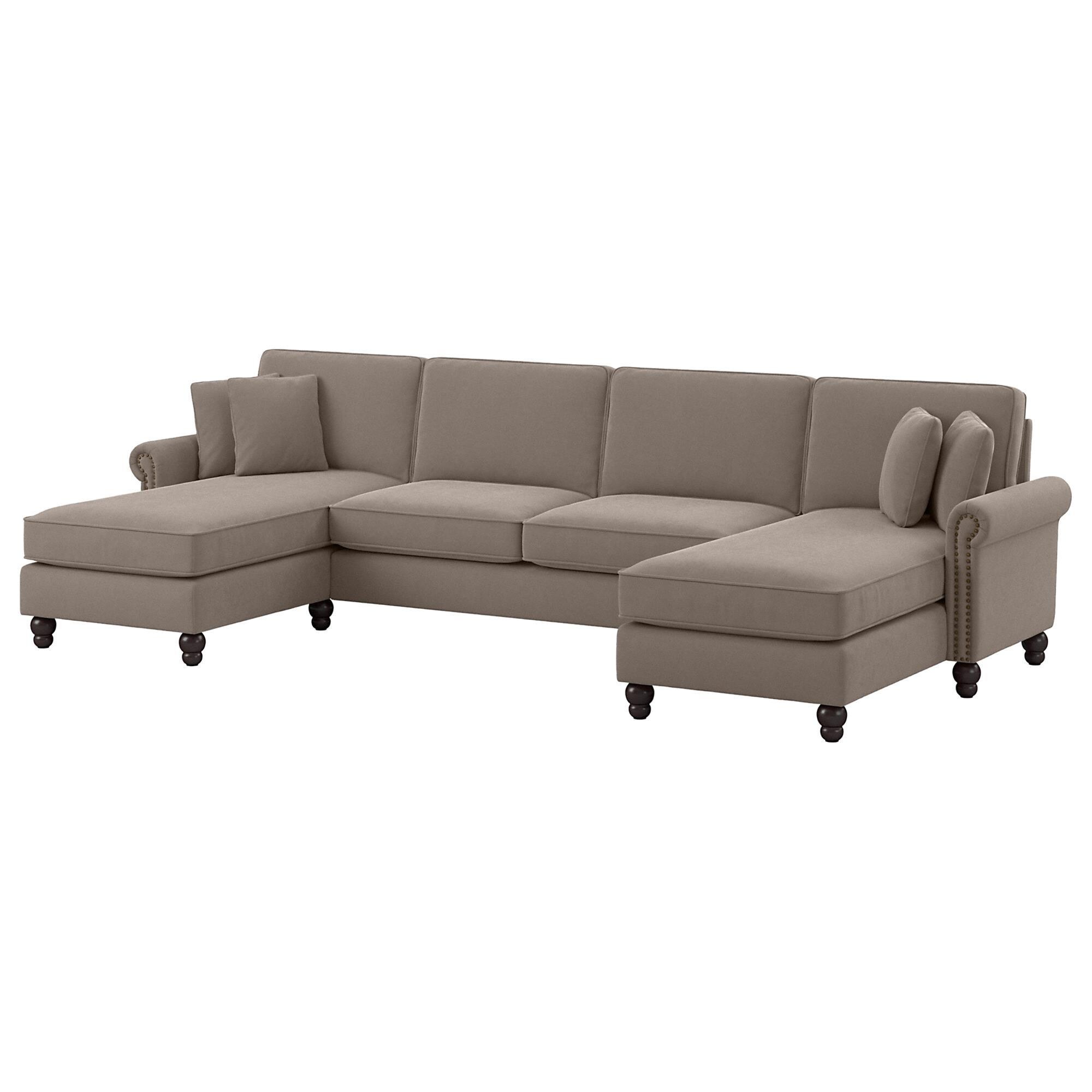 Bush Coventry 3Piece 131" Double Chaise Sectional in Tan NFM