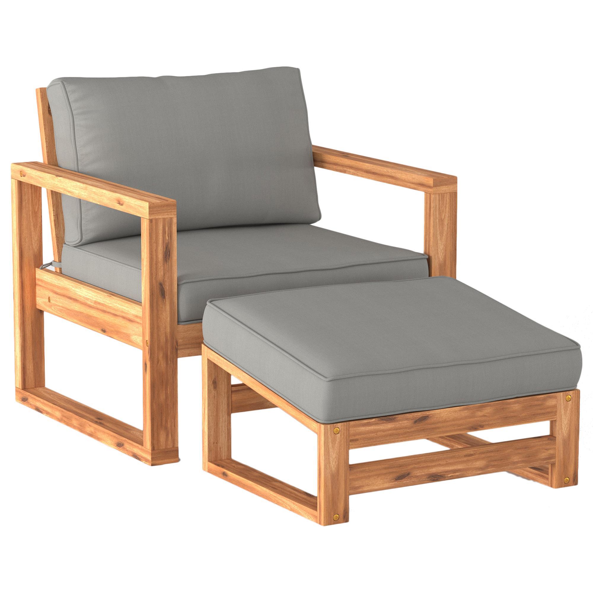 Walker Edison Hudson Patio Chair and Ottoman in Brown Shop NFM