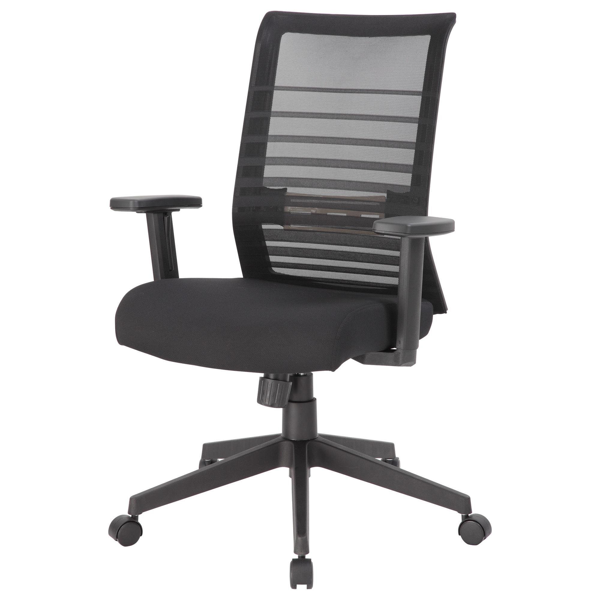 Perch Multi-Task Office Chair – Adjustable Armrests, Soft Floor Casters, Black Vinyl