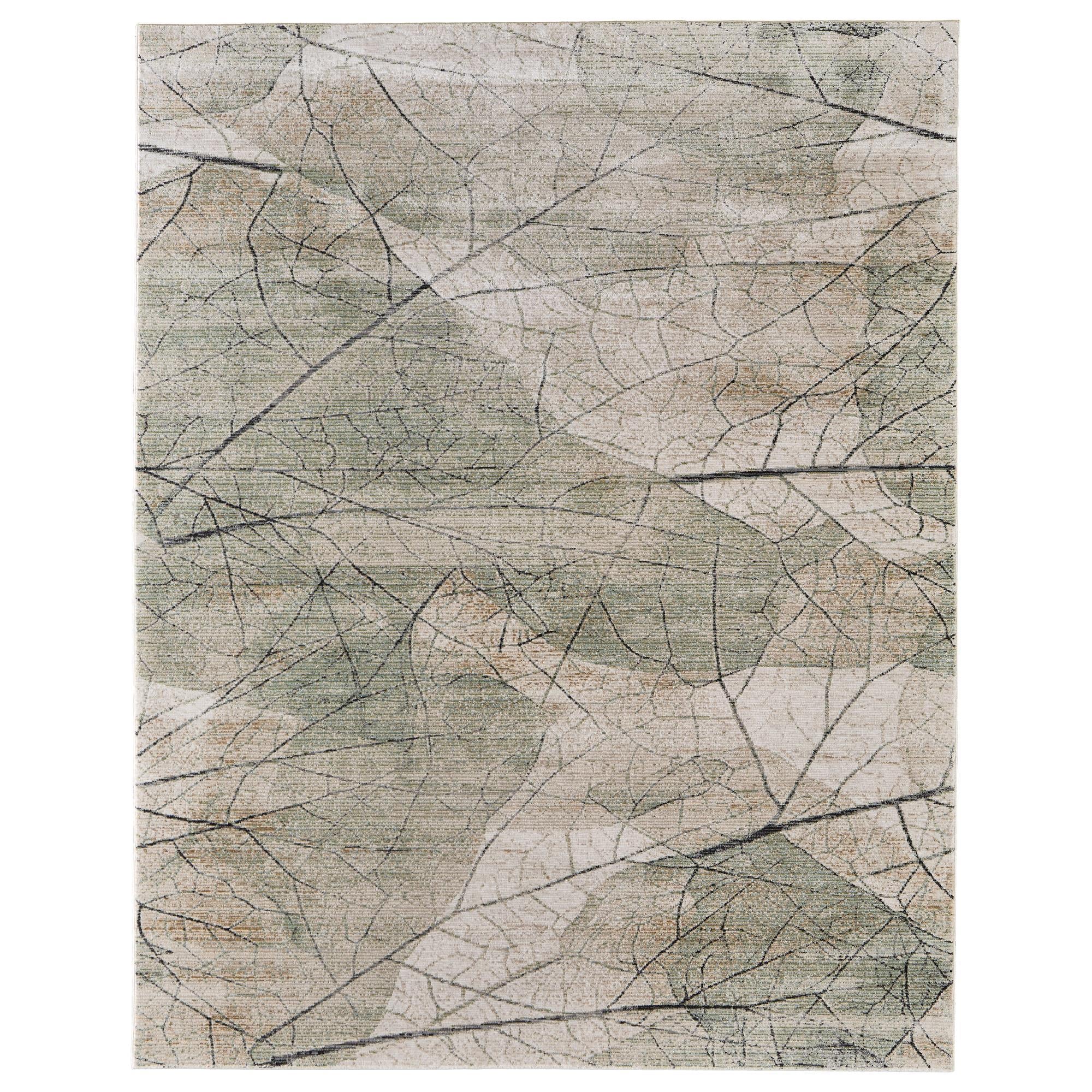 Feizy Sonora Green and Cream 5' x 7'6