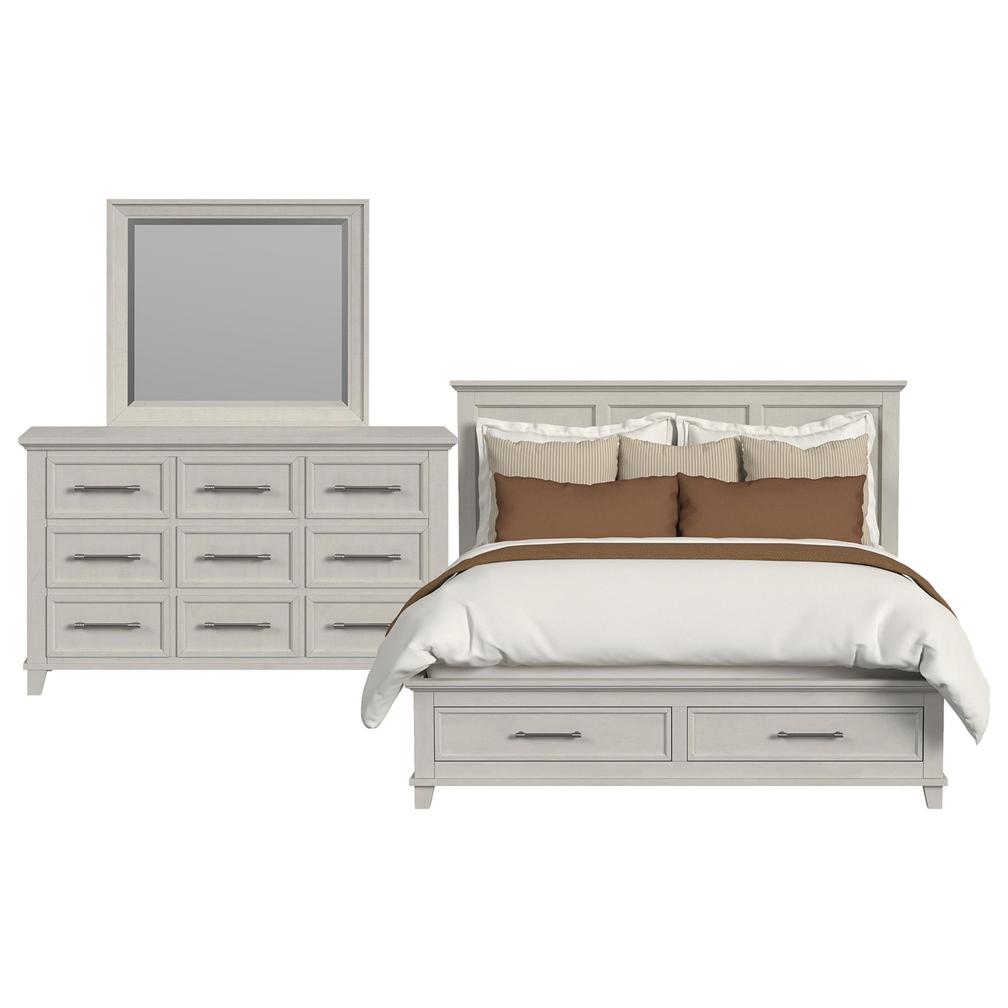 家具 marie Mayberry Hill Canterbury 5-Piece Queen Storage Bedroom Set in Ivory