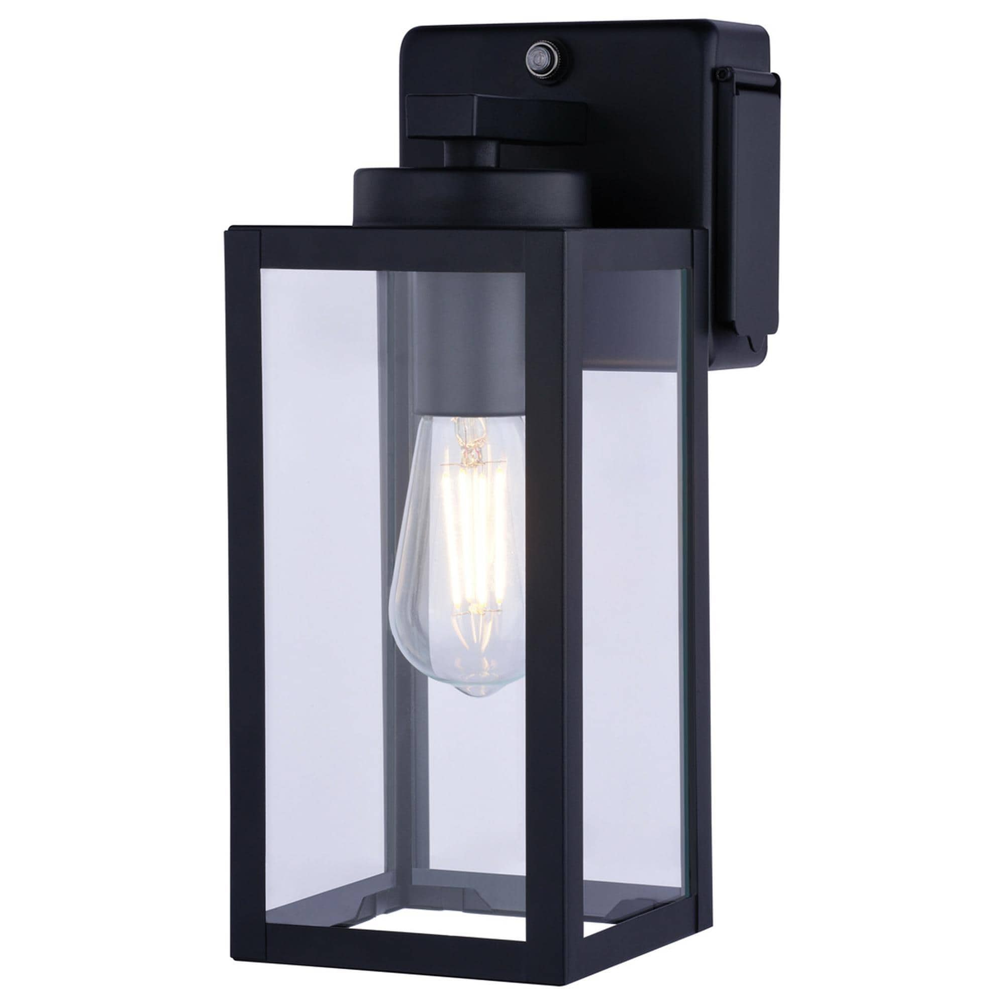 Vaxcel Lombard 1-Light Outdoor Wall Light with GFCI Outlet in