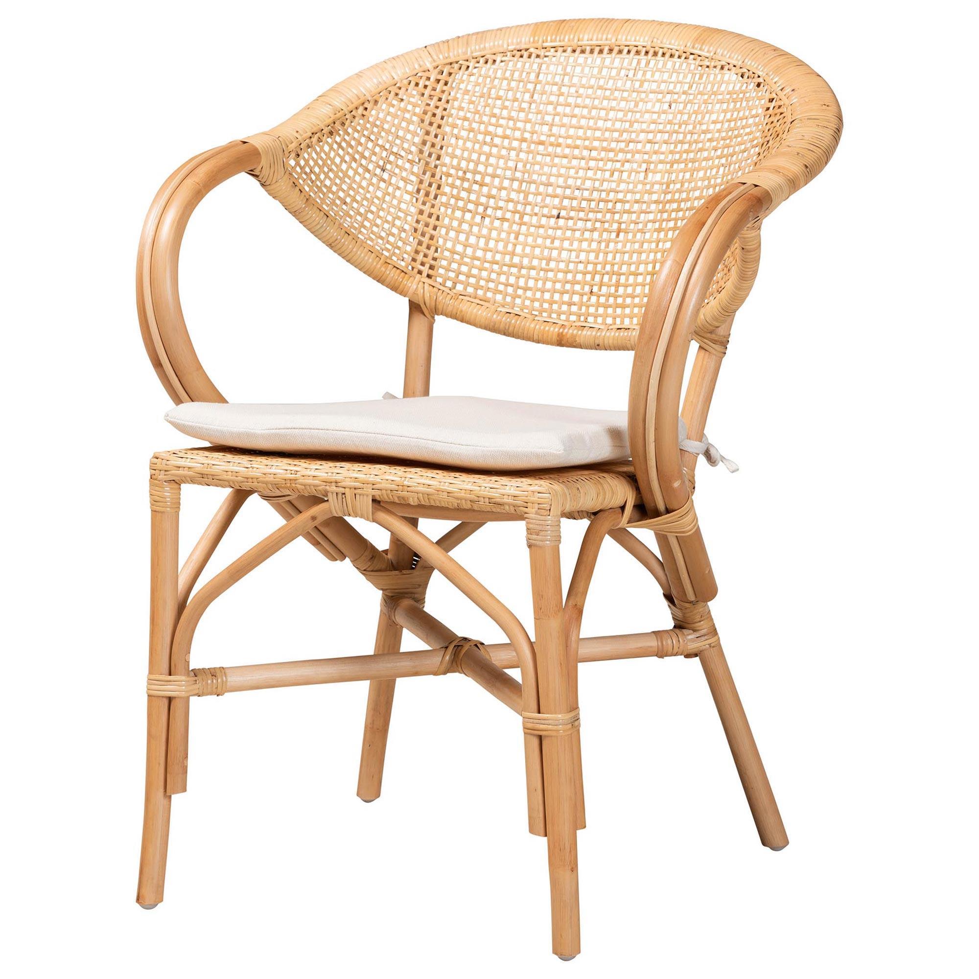Baxton Studio Varick Arm Chair in Natural Brown