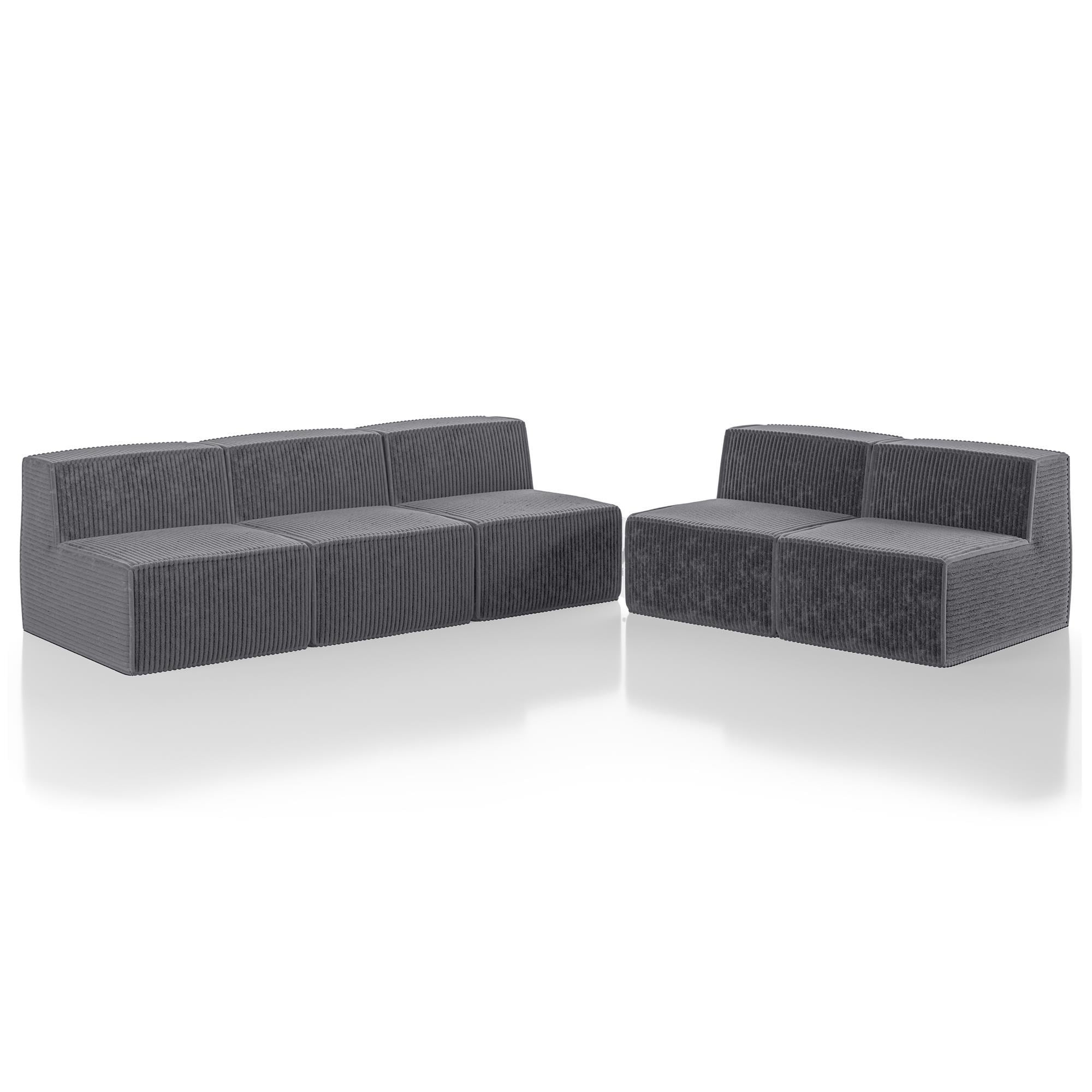 Furniture of America Facil 5-Piece Modular Armless Sofa Set in