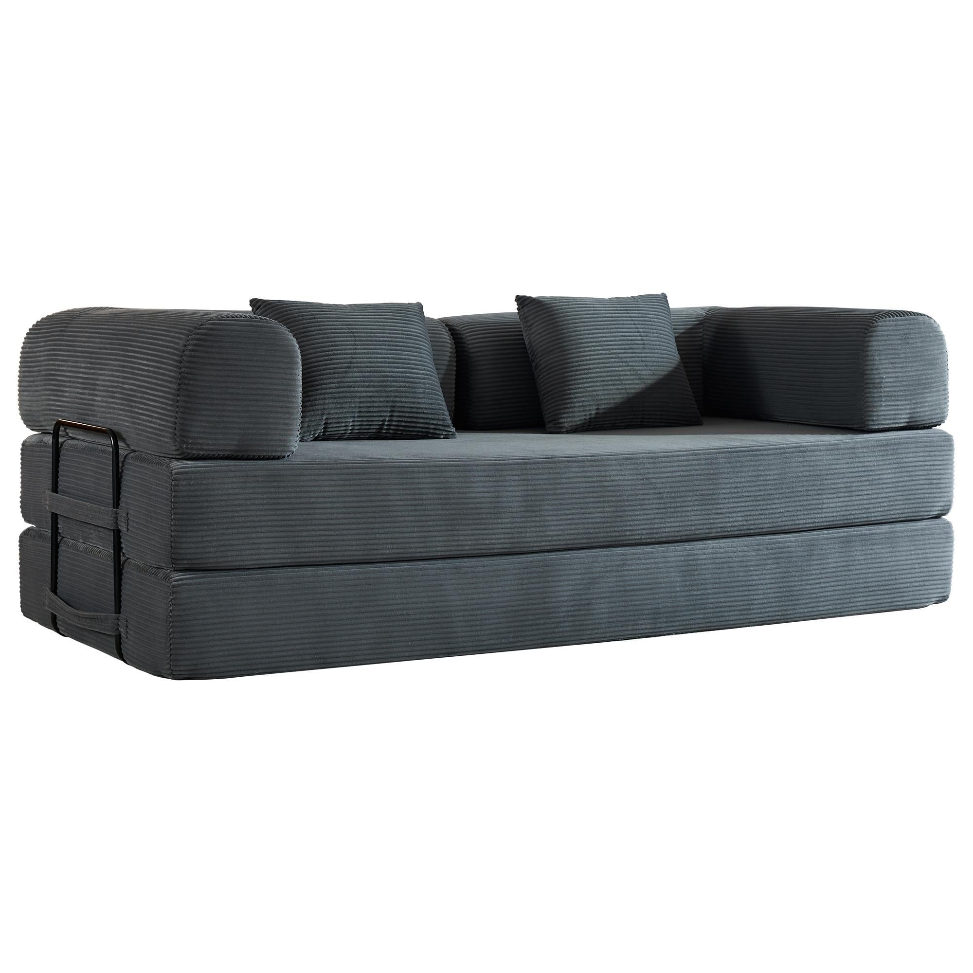 GigaCloud Corduroy Convertible Sleeper Sofa with Cylindrical