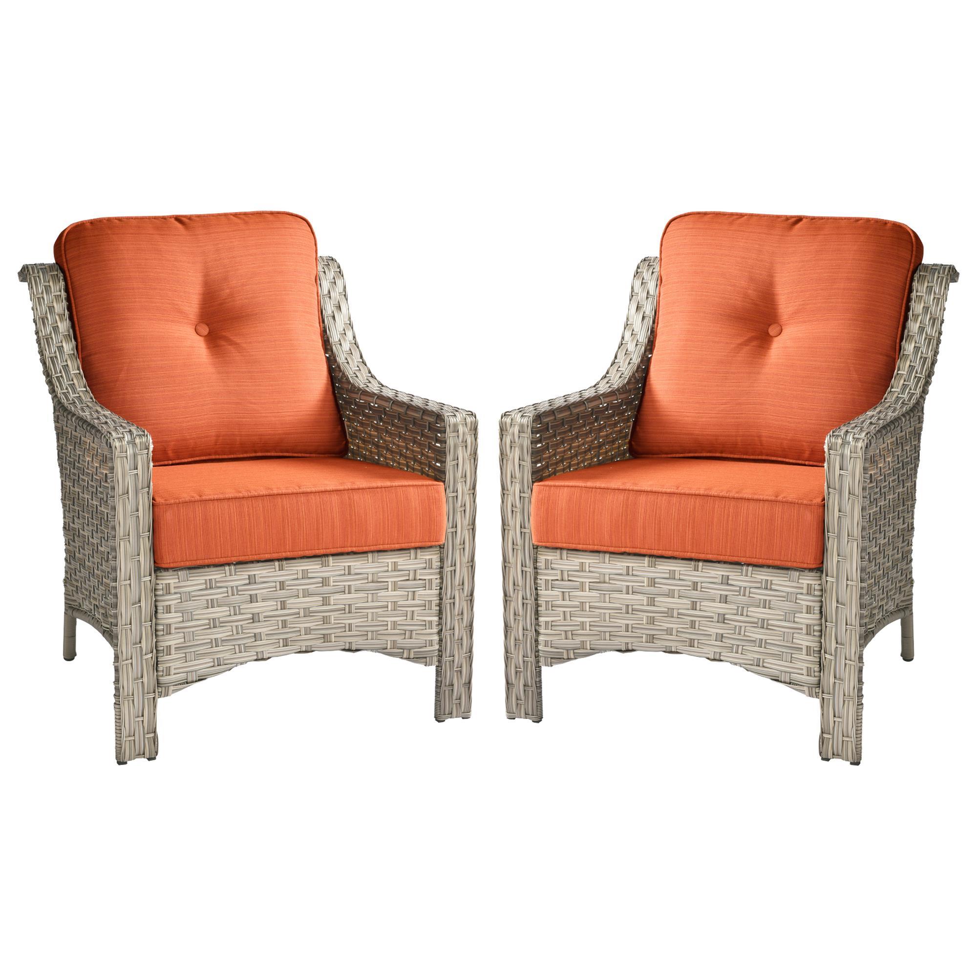 HOMLUX Outdoor Arm Chair in Coarse Textured Orange (Set of 2)